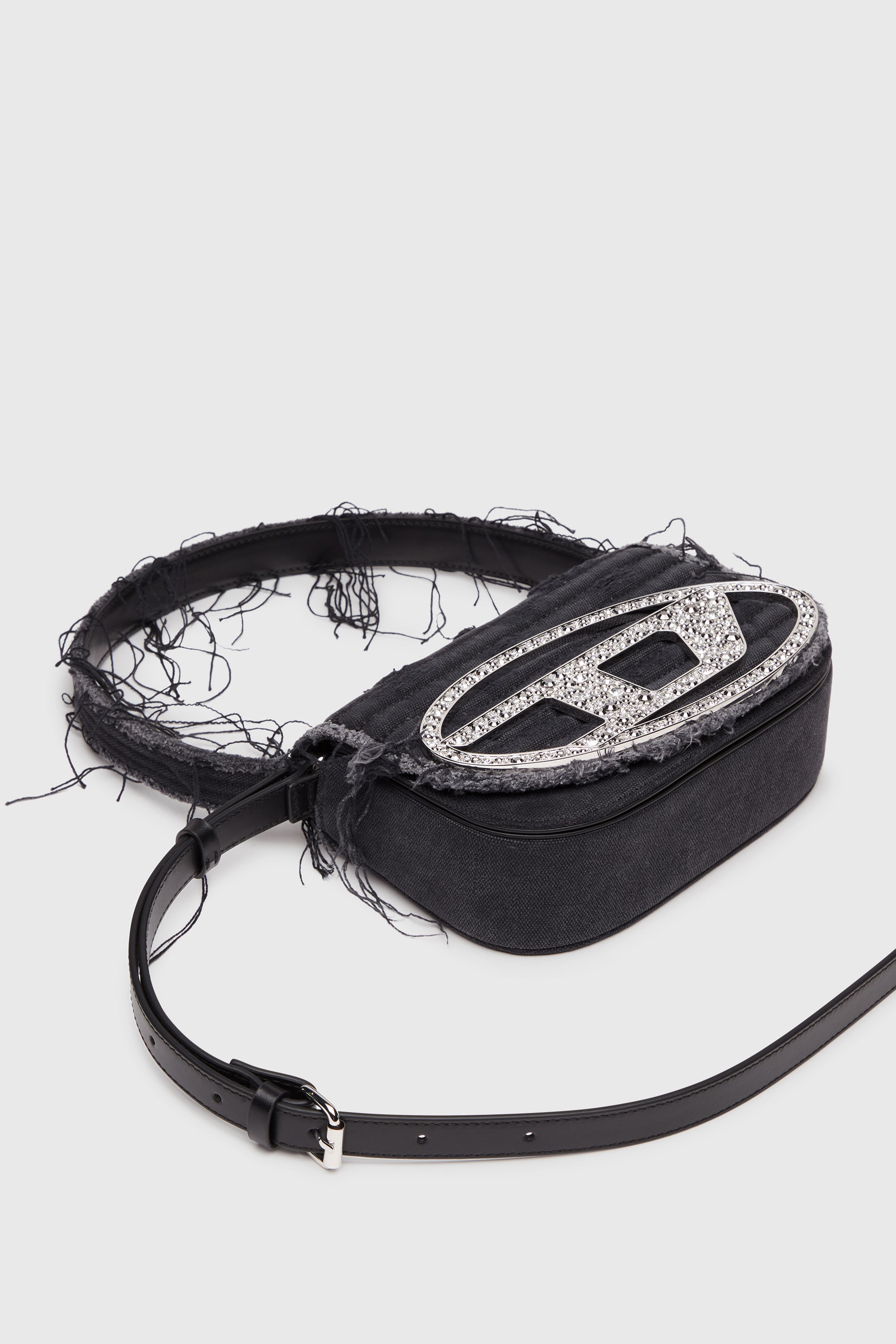 Diesel - 1DR, 1DR-Sac &agrave; bandouli&egrave;re embl&eacute;matique en toile et cuir Femme in Noir - 6