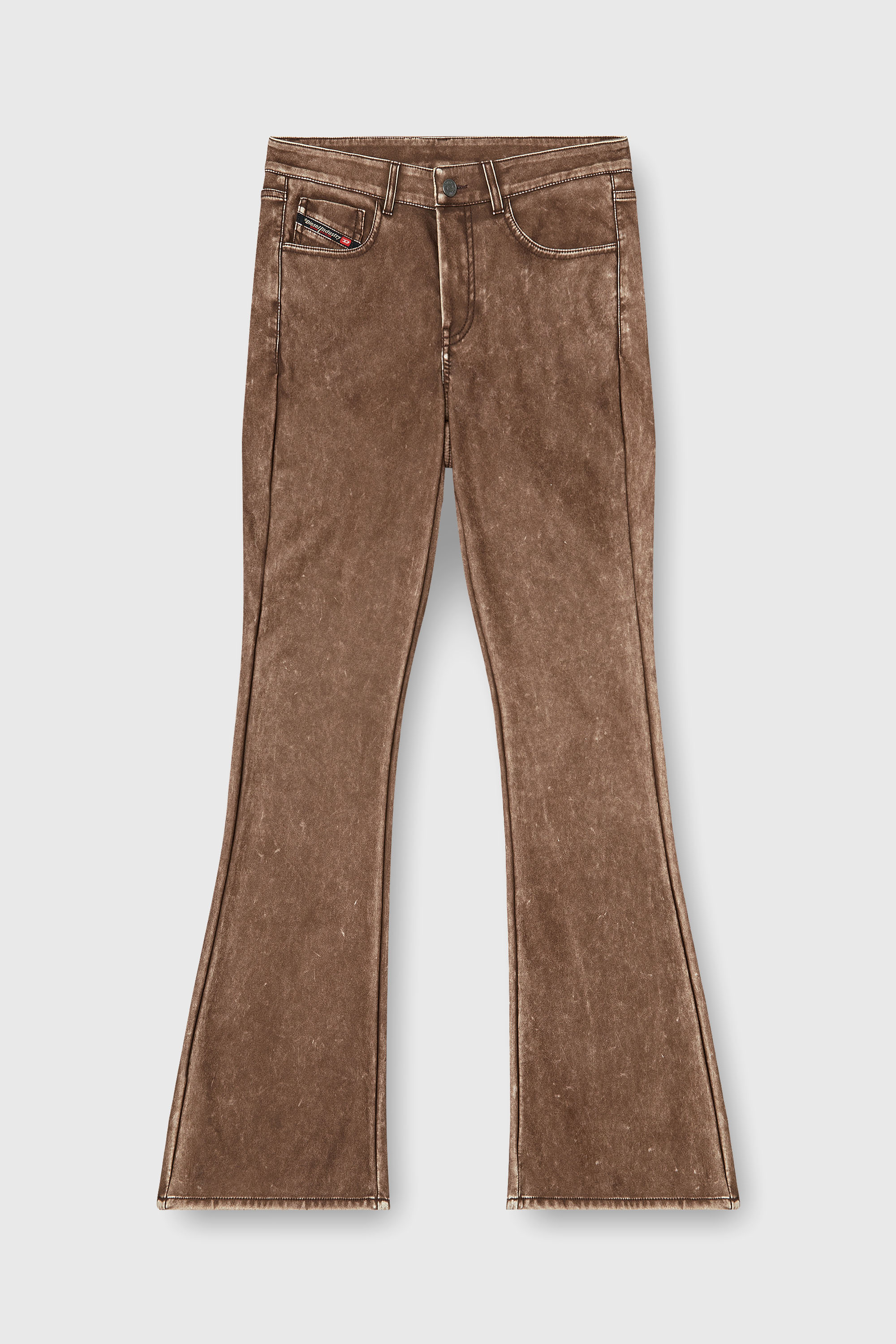 Diesel - P-STELLAR-S1, Pantalon bootcut en tissu enduit trait&eacute; Femme in Marron - 2