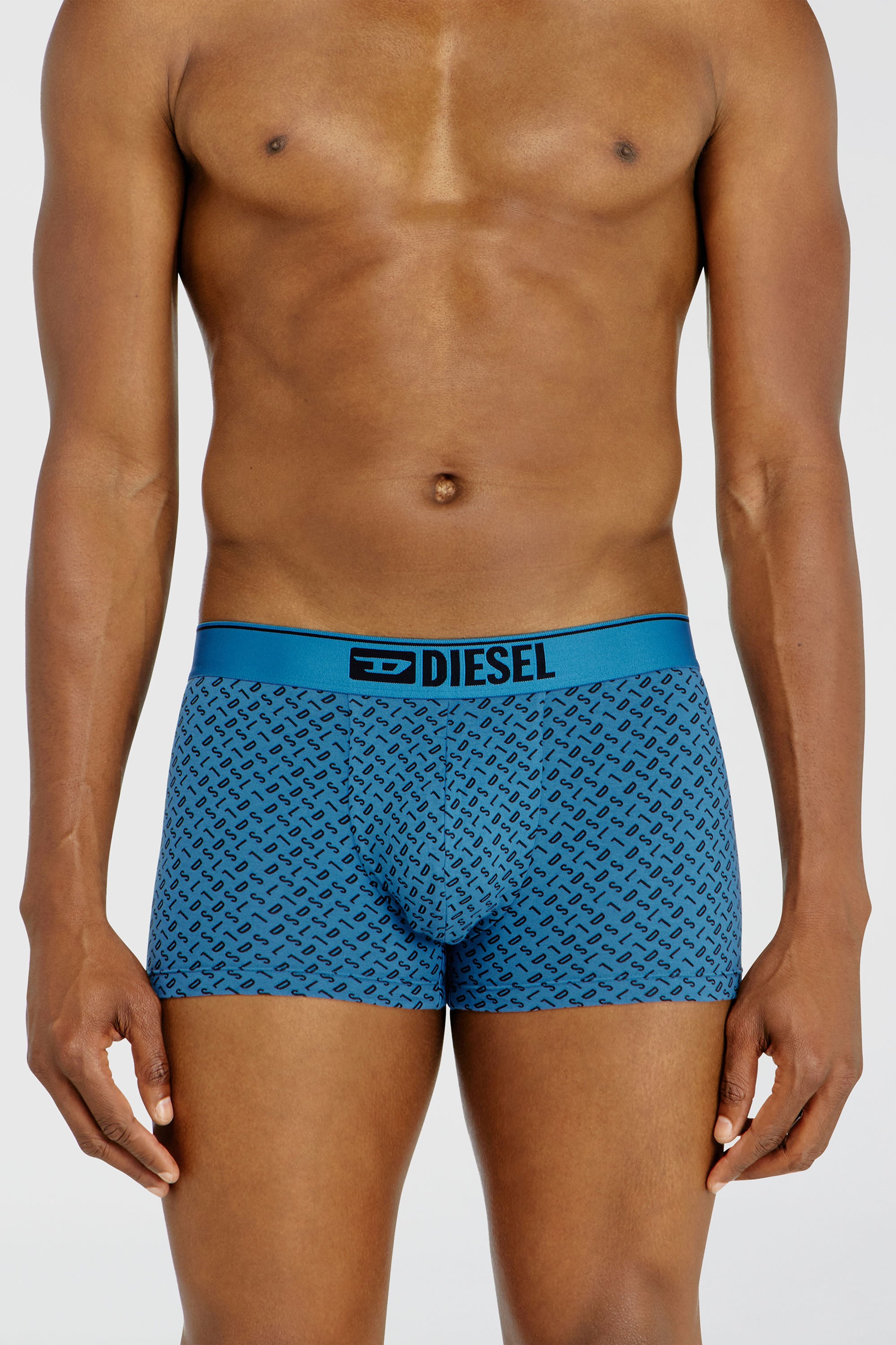 Diesel - DAMIEN-D-BOX-3PACK, Lot de trois trunks en coton stretch avec monogram Homme in Bleu - 2
