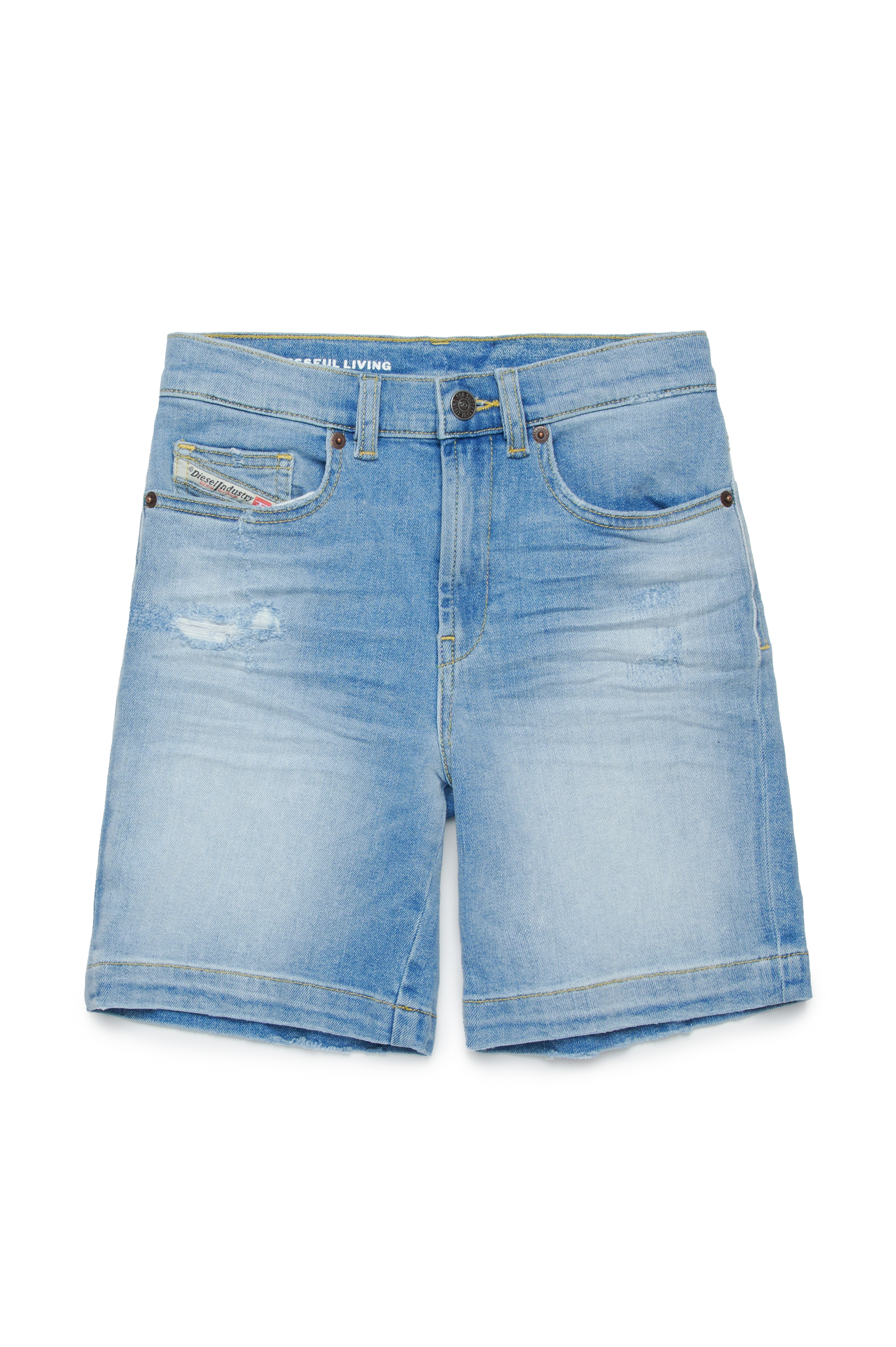 Diesel - D-MACS-SH-J, Bermuda en denim effet vieilli Homme in Bleu - 1