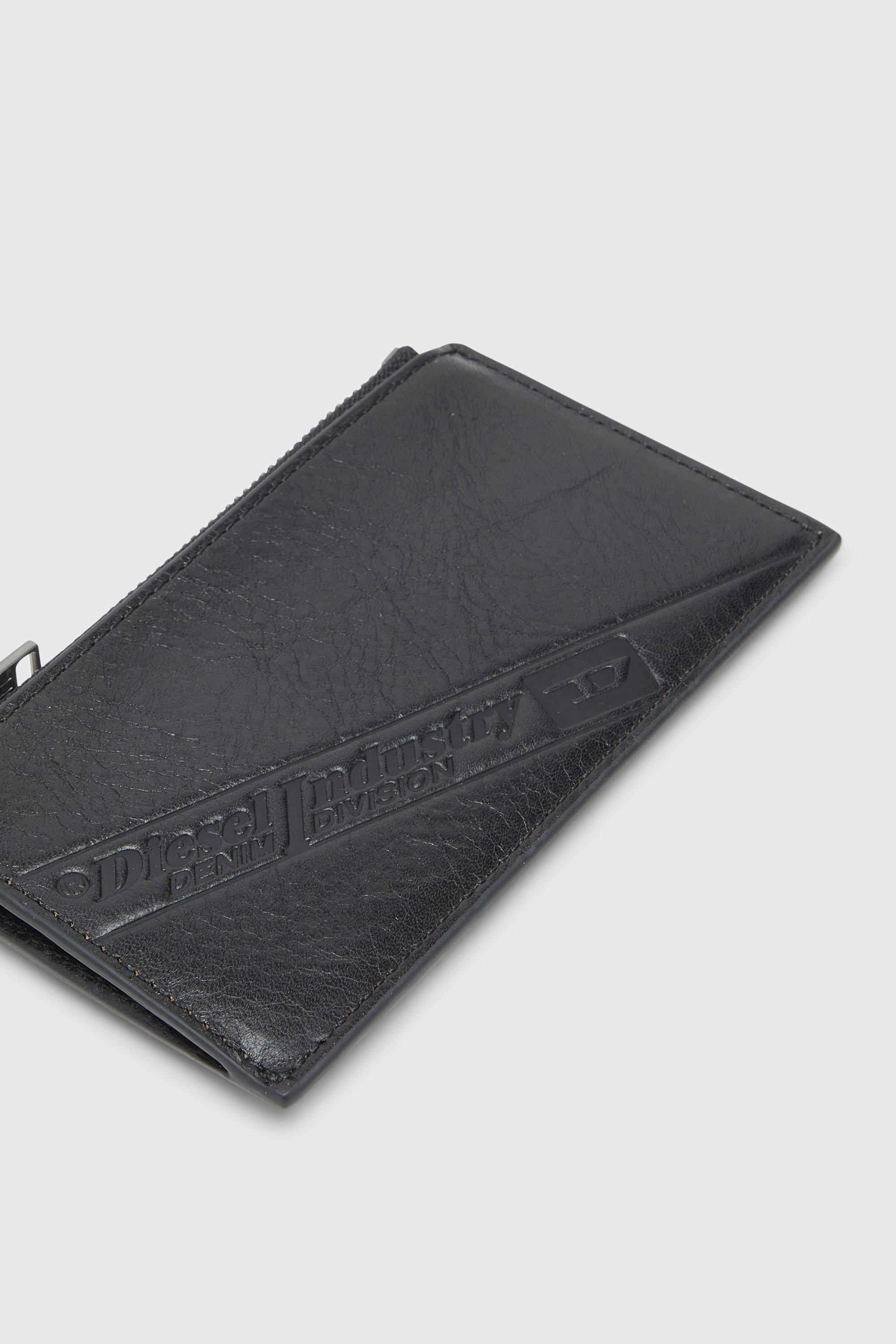 Diesel - FLAG-D CARD HOLDER III, Man's Leather card holder with zip closure in Black - 4