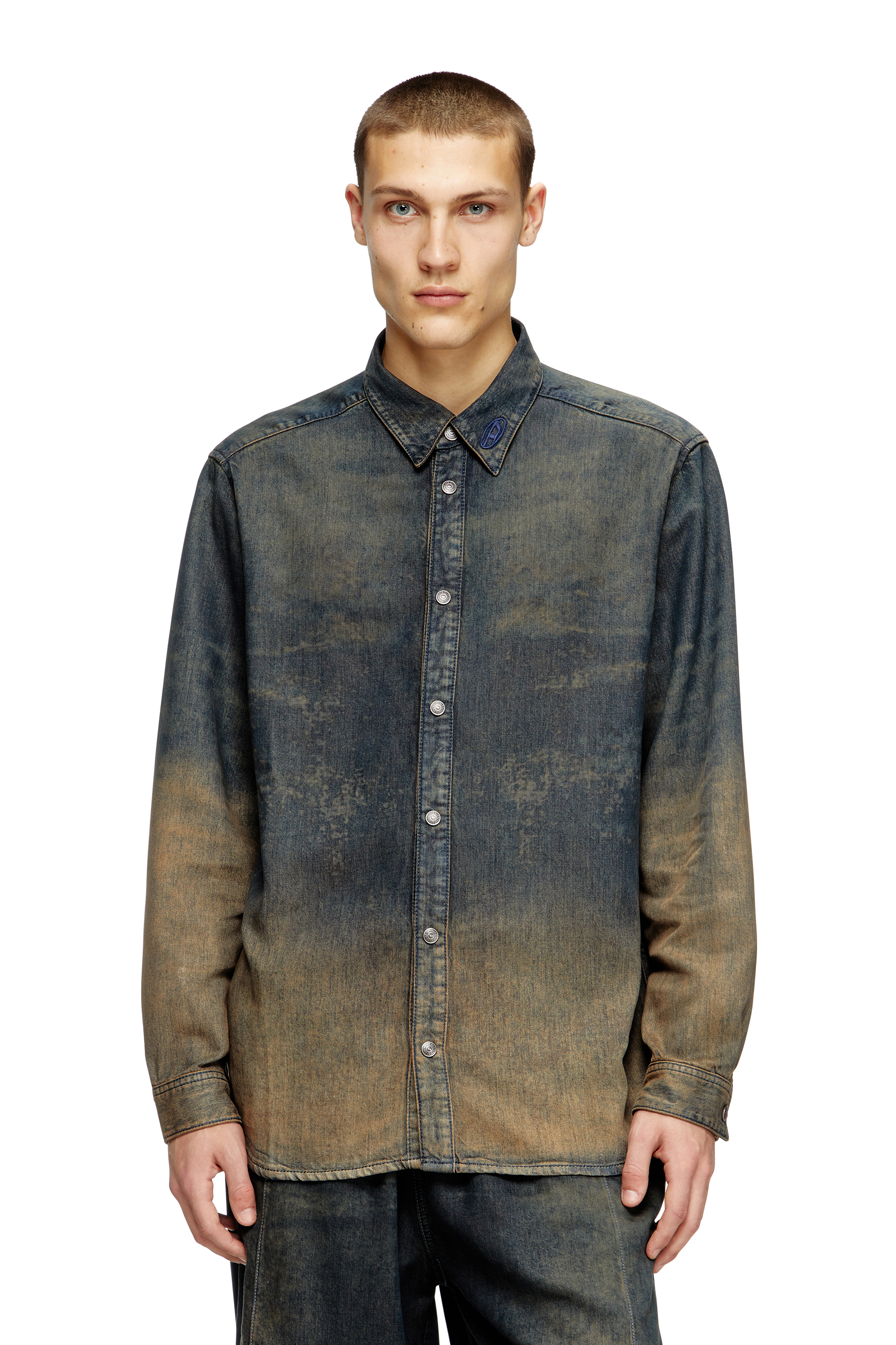 Diesel - D-SIMPLY-S8, Chemise en denim fluide nuancé Homme in Bleu - 3