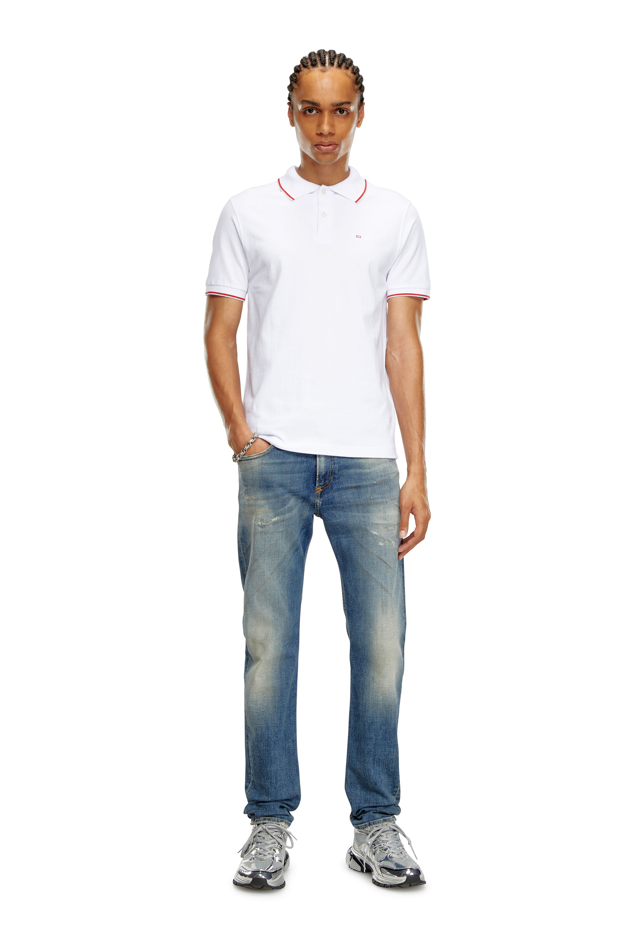 Diesel - T-FERRY-MICRODIV, Homme Polo avec micro broderie Diesel in Blanc - Image 2