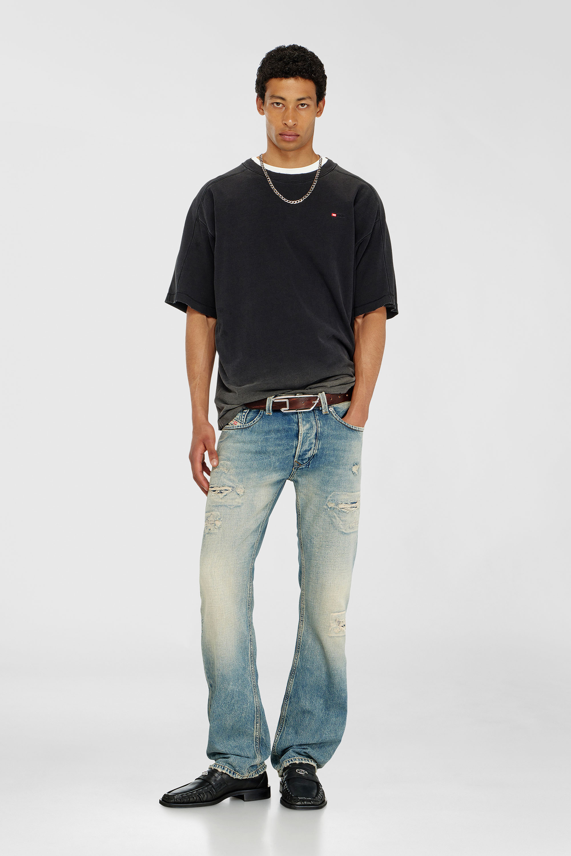 Diesel - T-CROX, T-shirt en coton &agrave; effet d&eacute;grad&eacute; Homme in Noir - 1
