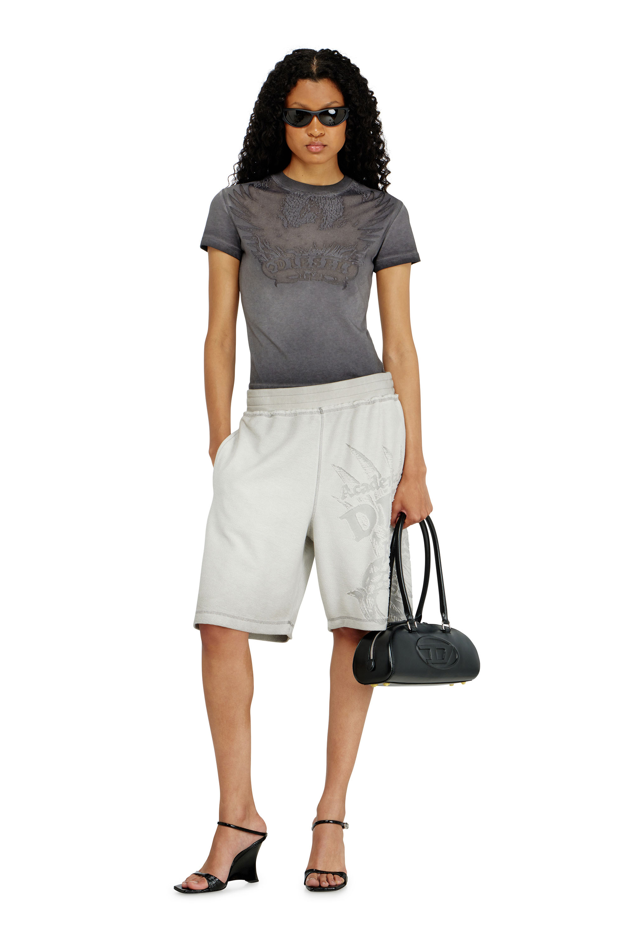 Diesel - T-ILA-AA7, T-shirt slim avec d&eacute;vor&eacute; Phoenix Femme in Gris - 2