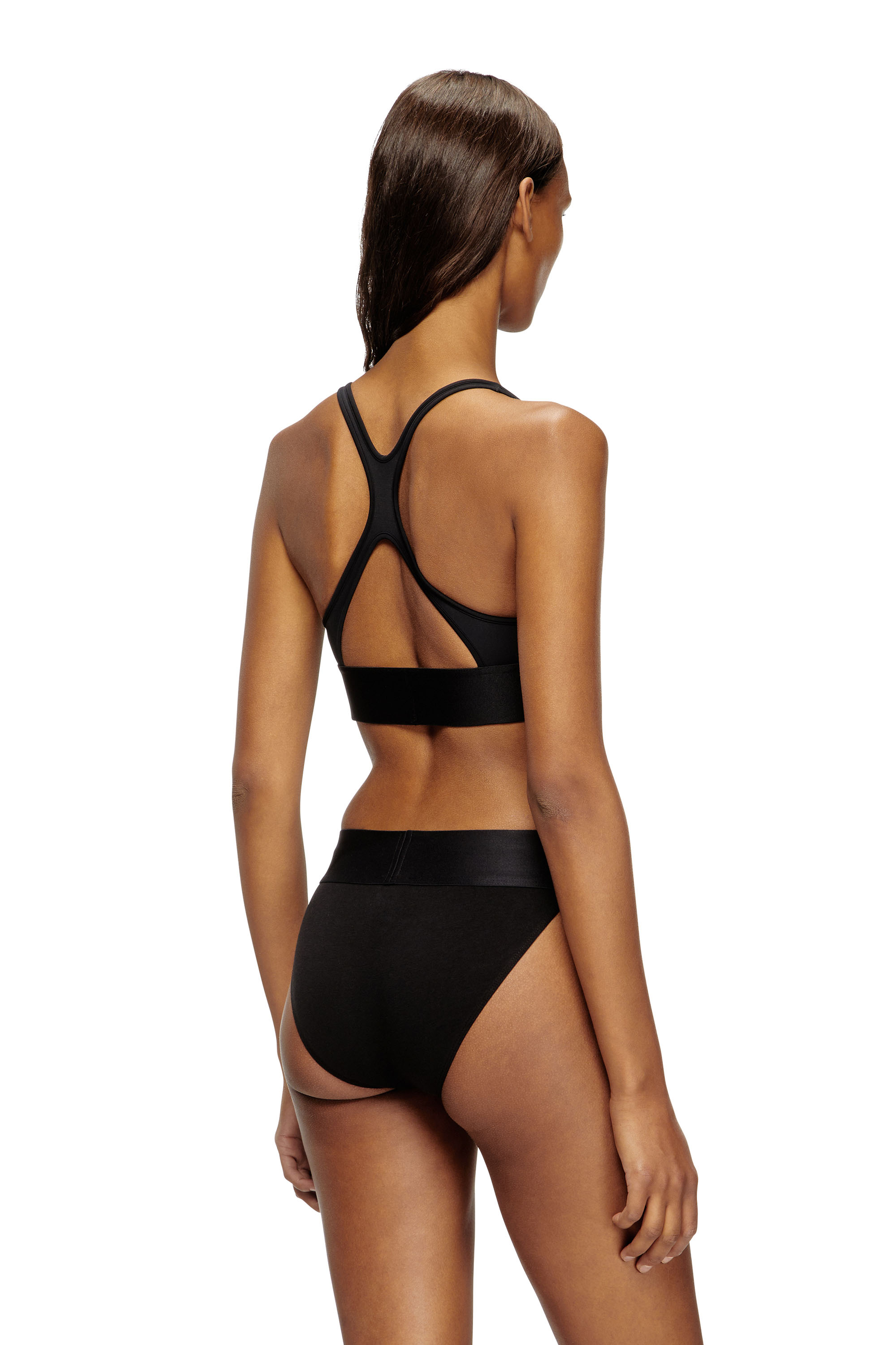 Diesel - ALLISON-D-POP, Brassière de sport en microfibre avec logo tronqué Femme in Noir - 4