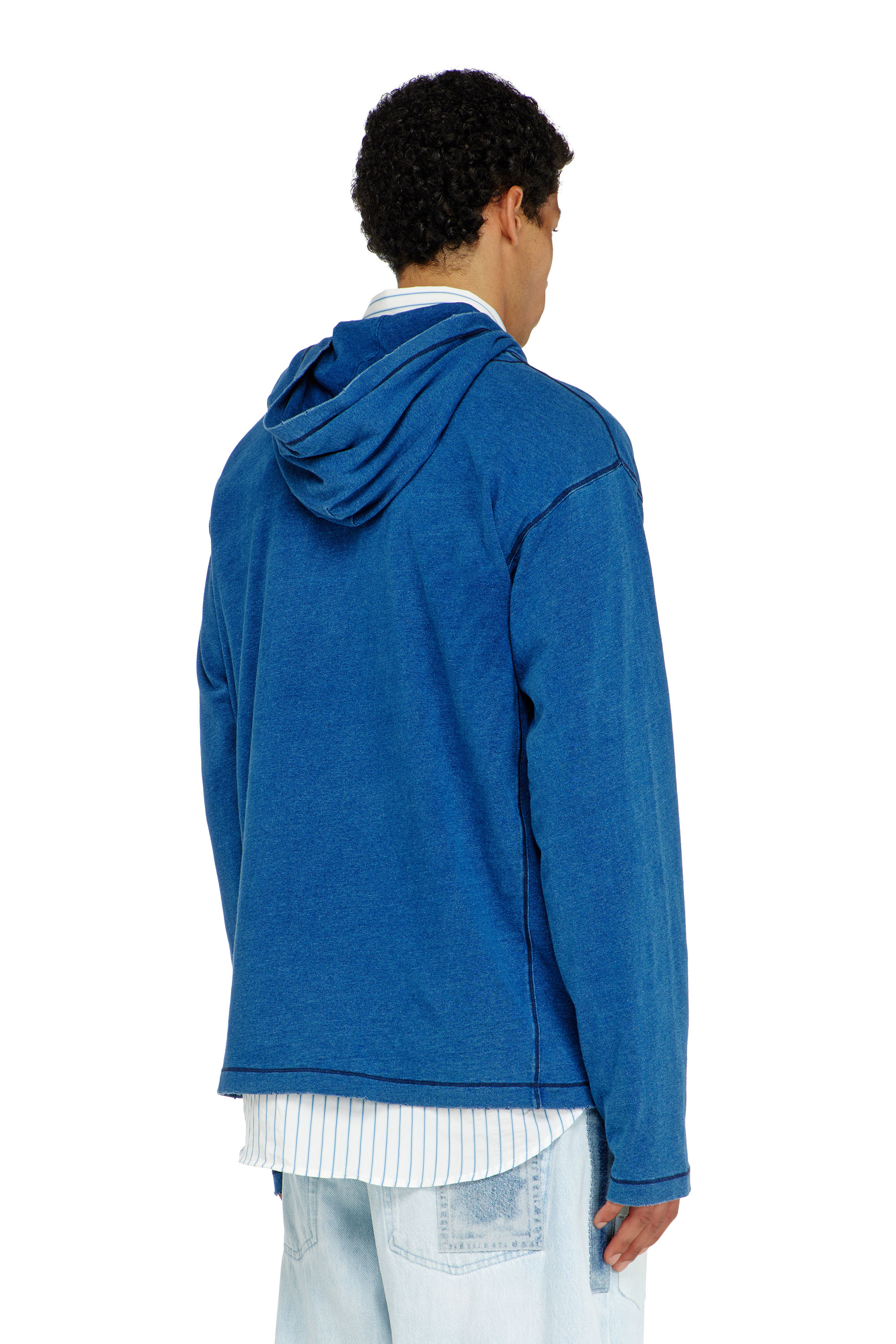 Diesel - T-NOX-LS-HOOD, T-shirt &agrave; capuche manches longues avec patchs effet ombre Homme in ToBeDefined - 3