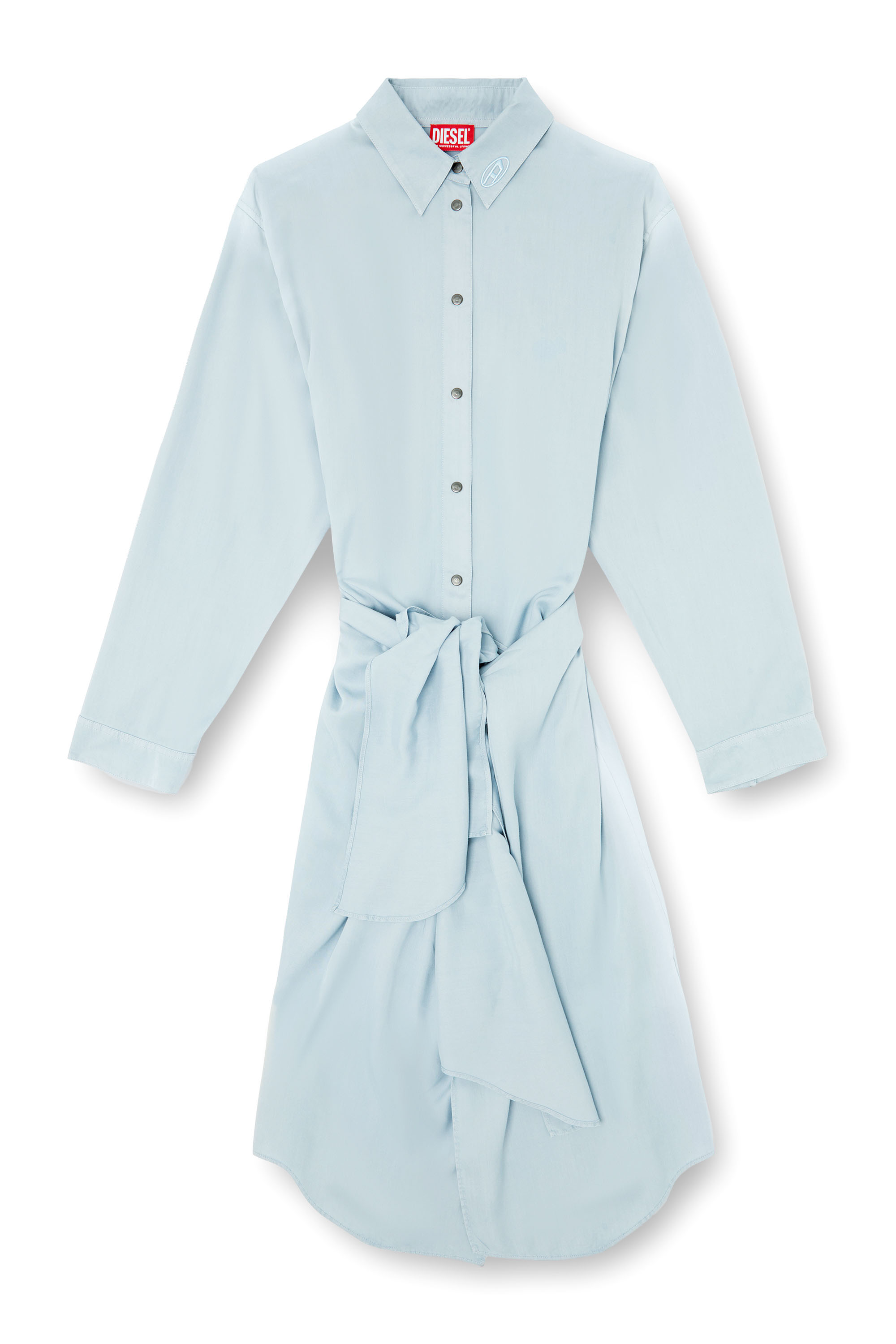 D-ILETTA-R1, Bleu Clair Diesel - D-ILETTA-R1, Robe chemise drapée en sergé traité Femme in Bleu - 2