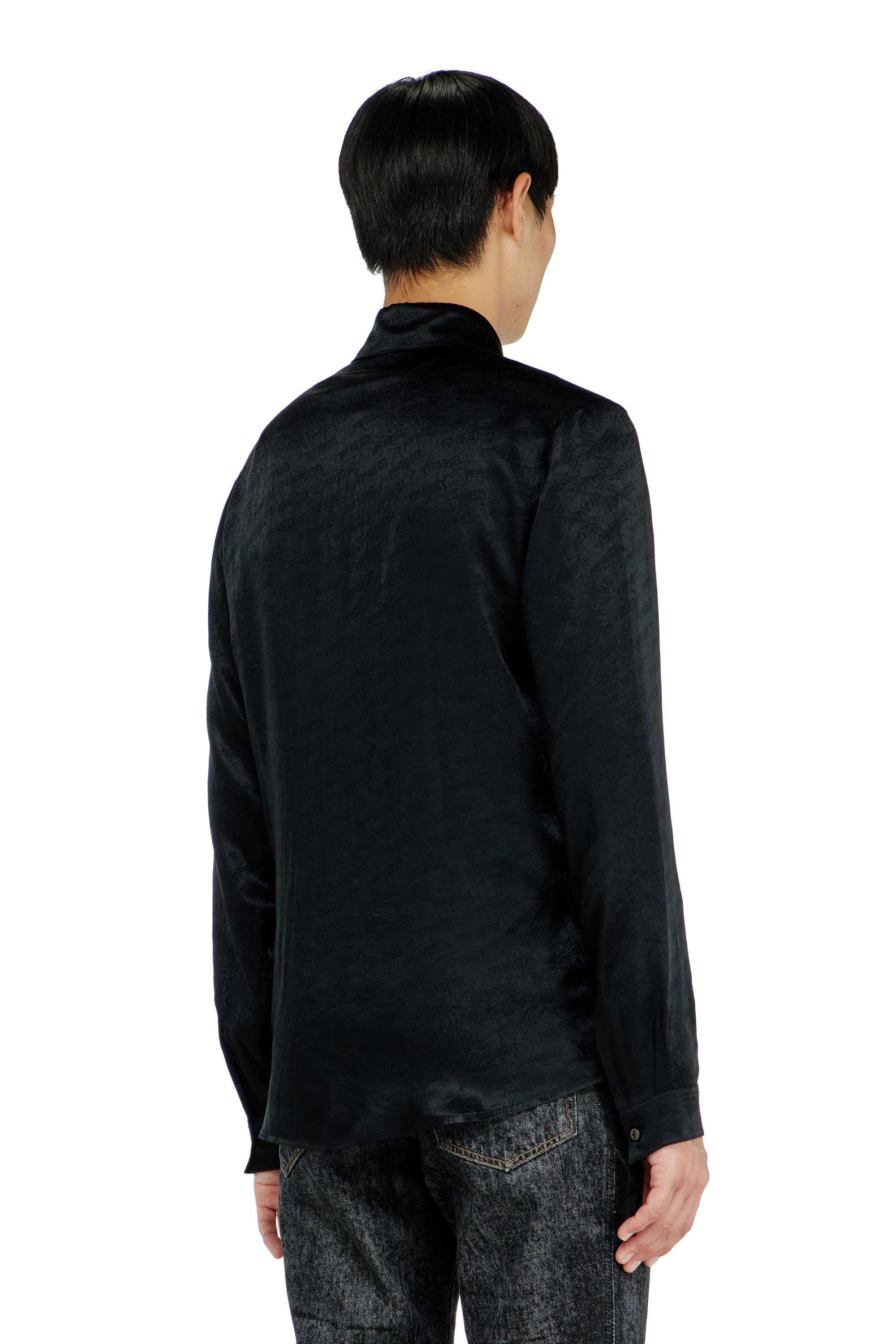 Diesel - S-KINNY-EFBZ, Chemise en satin froiss&eacute; jacquard logo Homme in ToBeDefined - 4