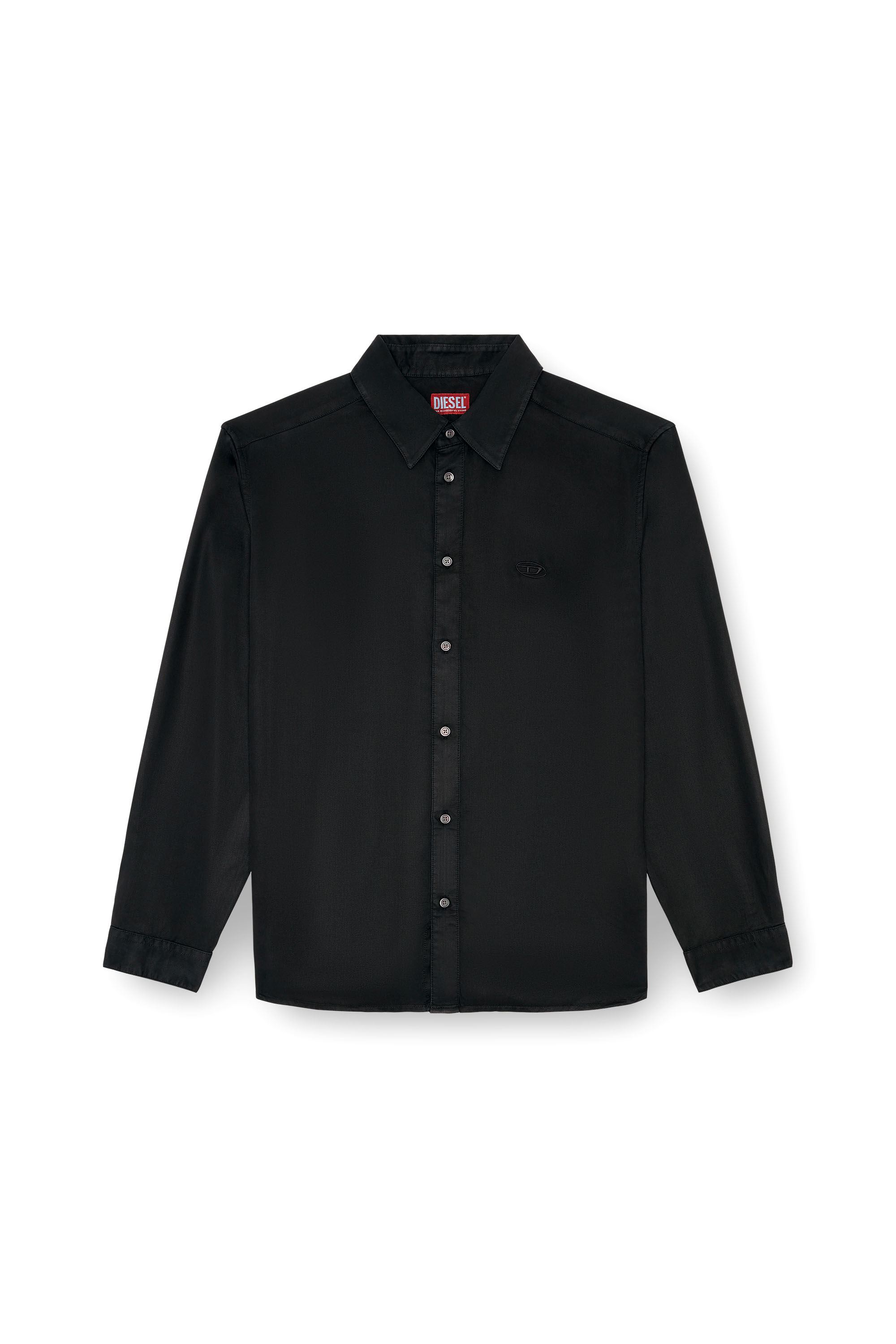 Diesel - S-SIMPLY-C, Man's Fluid shirt with logo embroidery in Black - 2