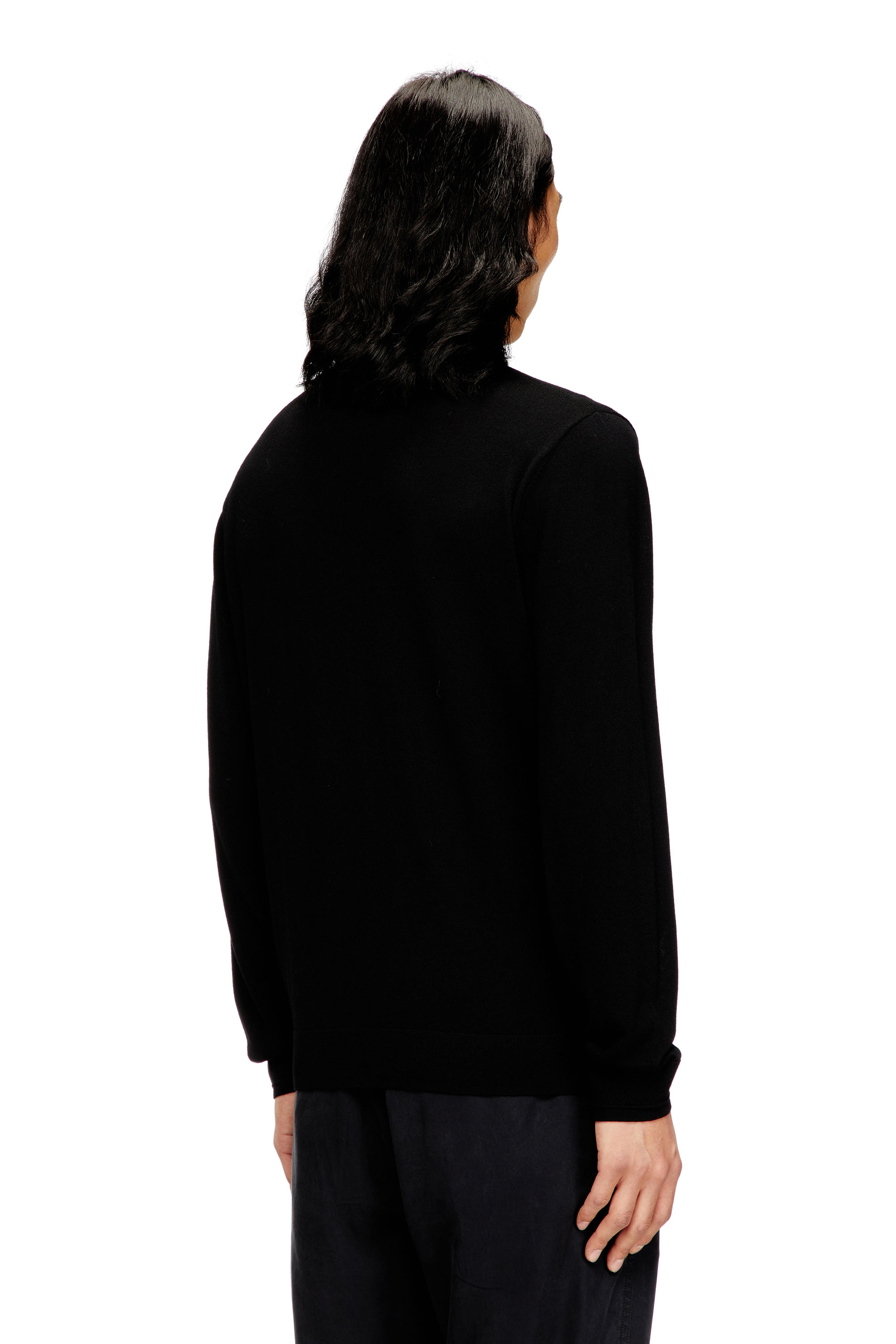 Diesel - K-VALIAM, Pull en laine avec logo cut-out Homme in Noir - 4