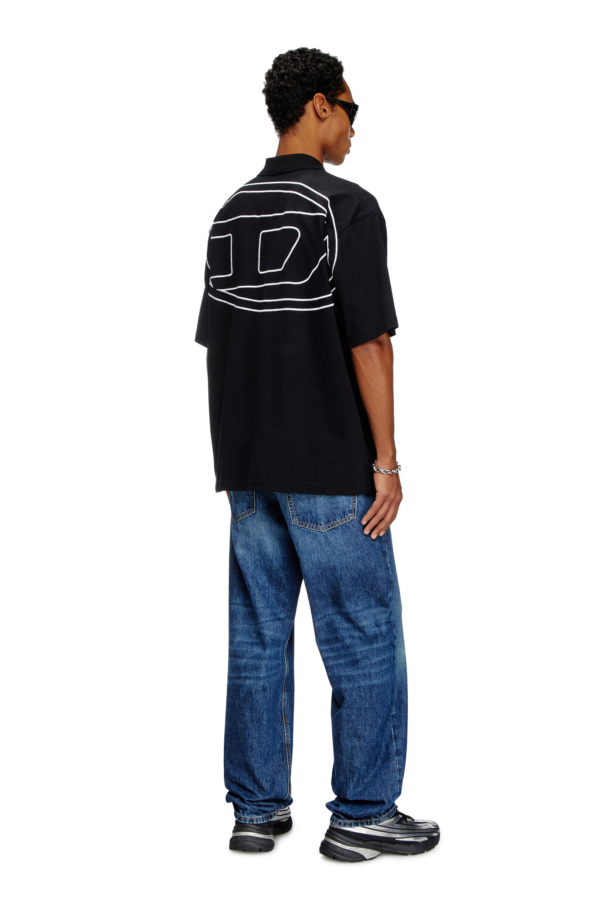 Diesel - T-VORT-MEGOVAL-D, Polo avec maxi oval D brodé Homme in Noir - 1