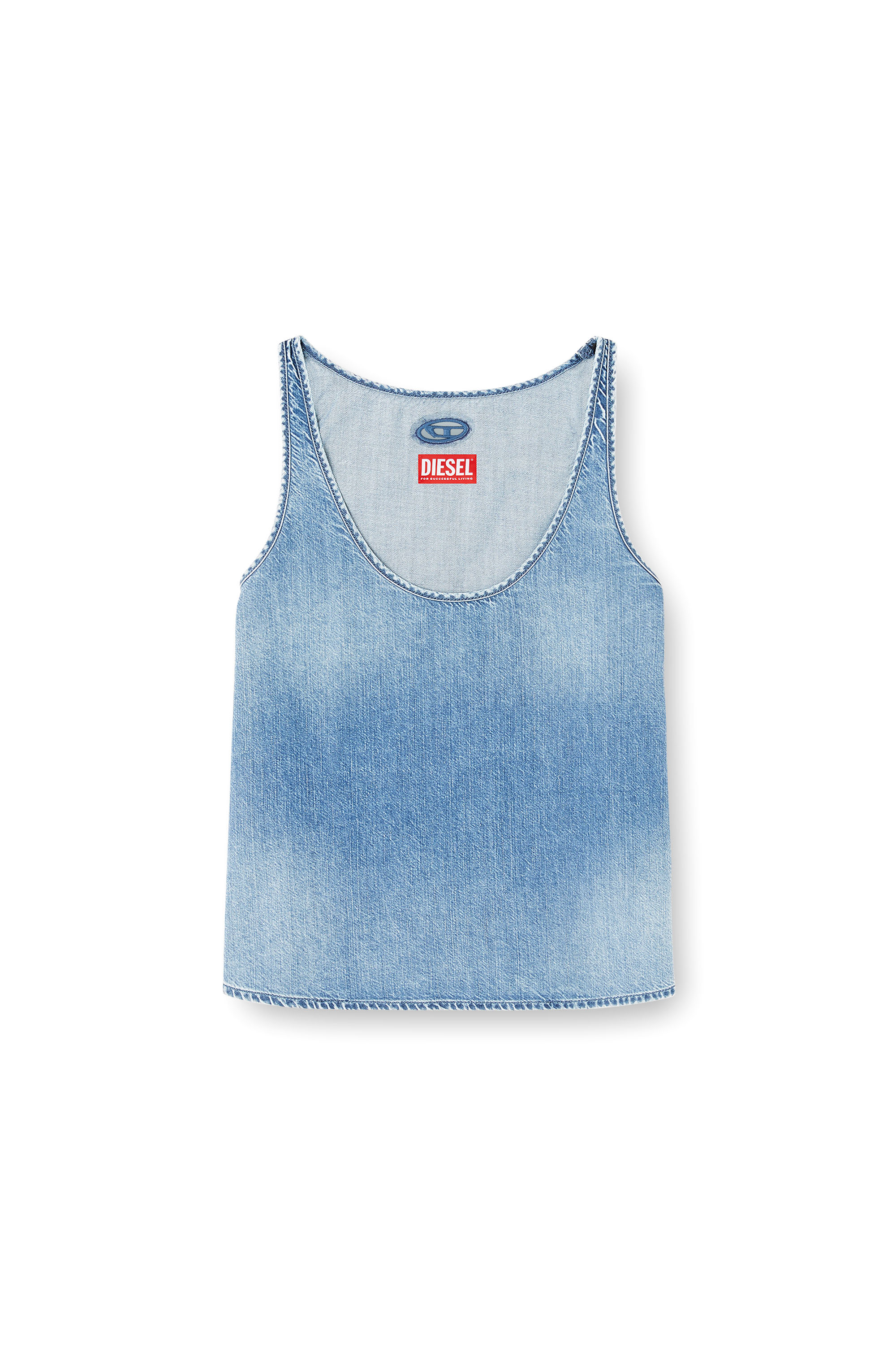 Diesel - DE-MISY-S, Haut en denim l&eacute;ger d&eacute;lav&eacute; &agrave; la pierre Femme in Bleu - 3