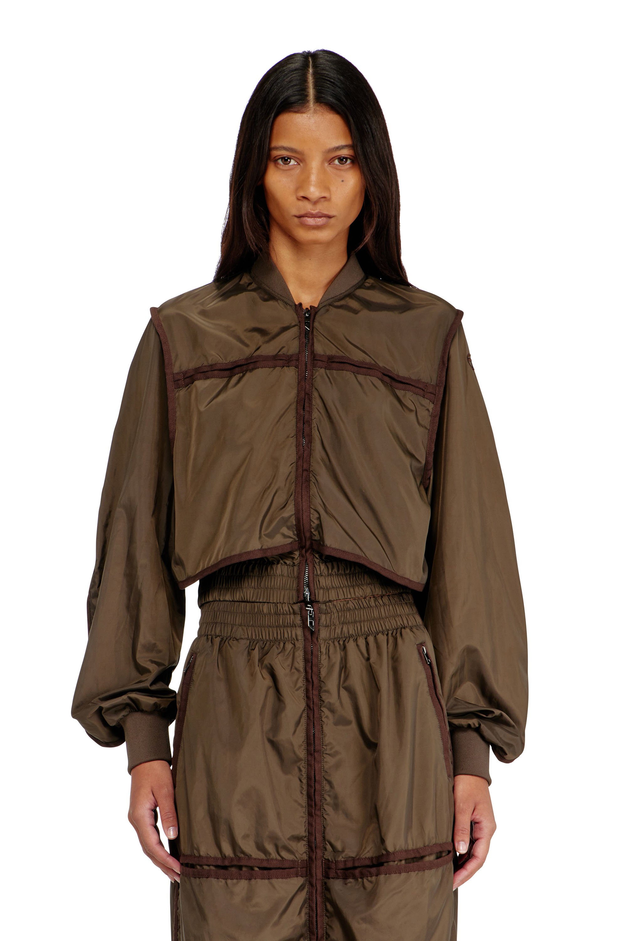 Diesel - G-OTHAM, Veste en nylon avec bandes ton sur ton Femme in ToBeDefined - 1