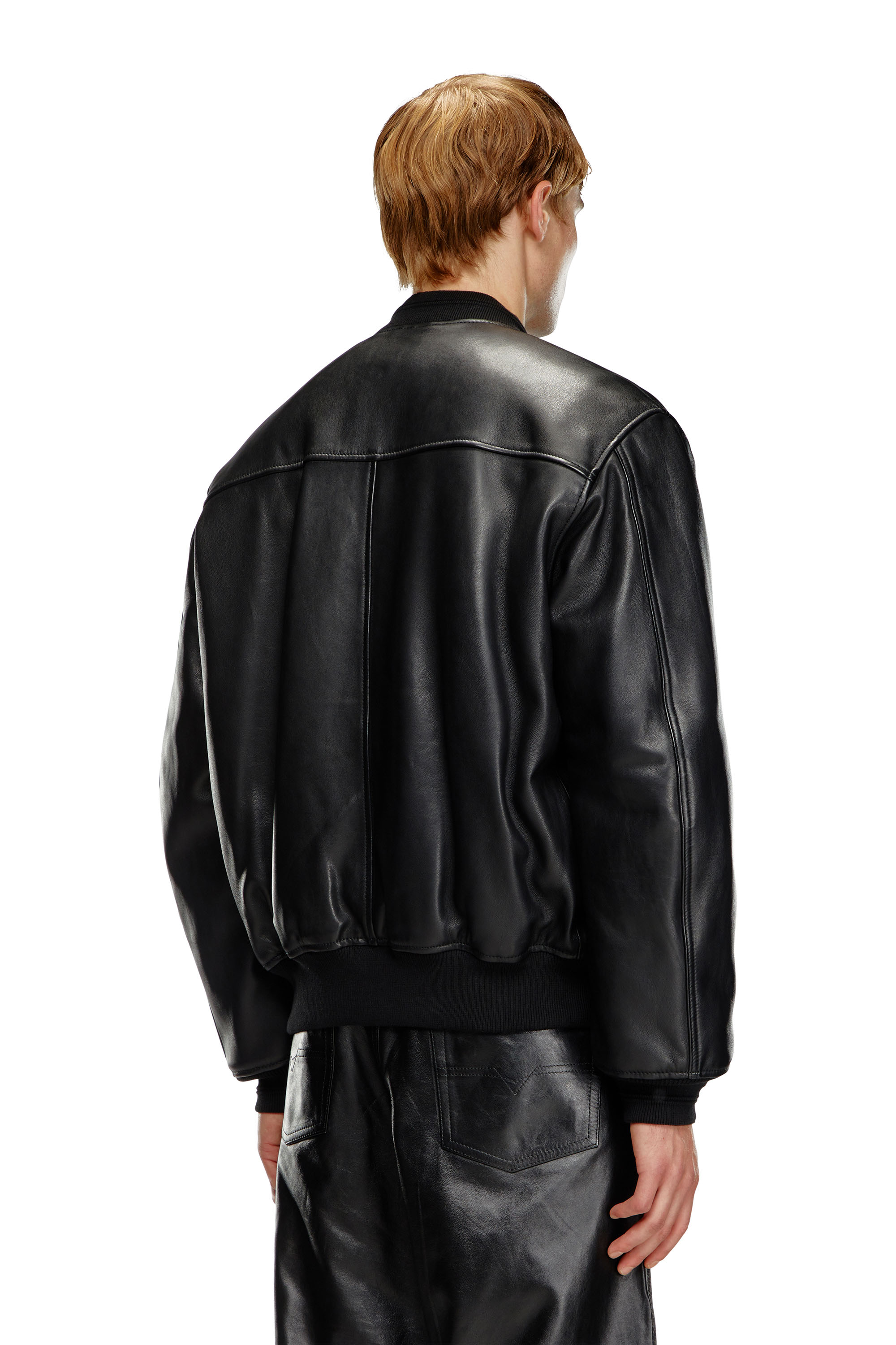 Diesel - L-KHAN, Veste bomber en cuir Homme in Noir - 4