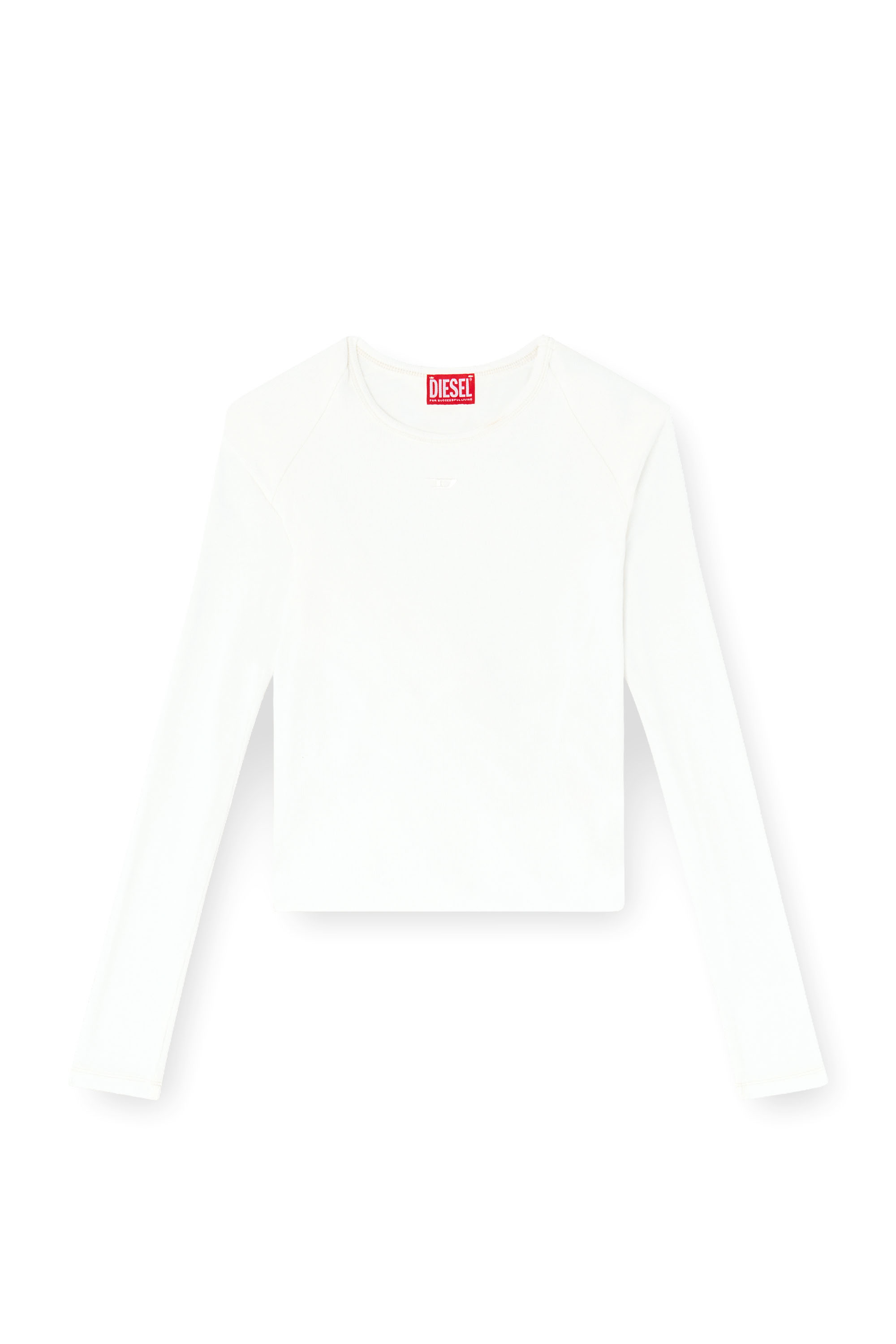 Diesel - T-ASAY-PL, T-shirt &agrave; manches longues effet pliss&eacute; en jersey double &eacute;paisseur Femme in Blanc - 2