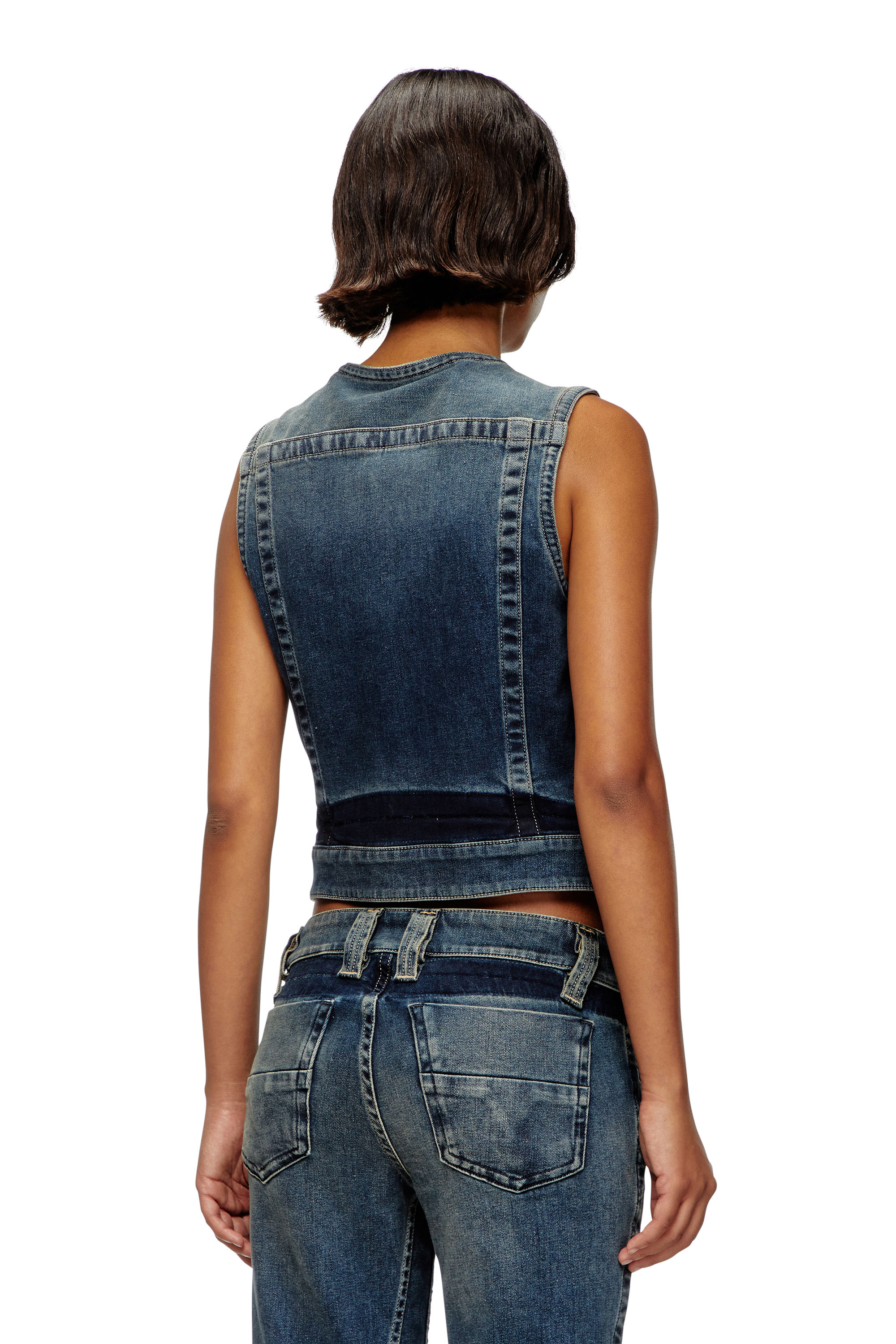 Diesel - DE-PROOF-RE, Top zippé en denim Rehab Femme in Bleu - 5