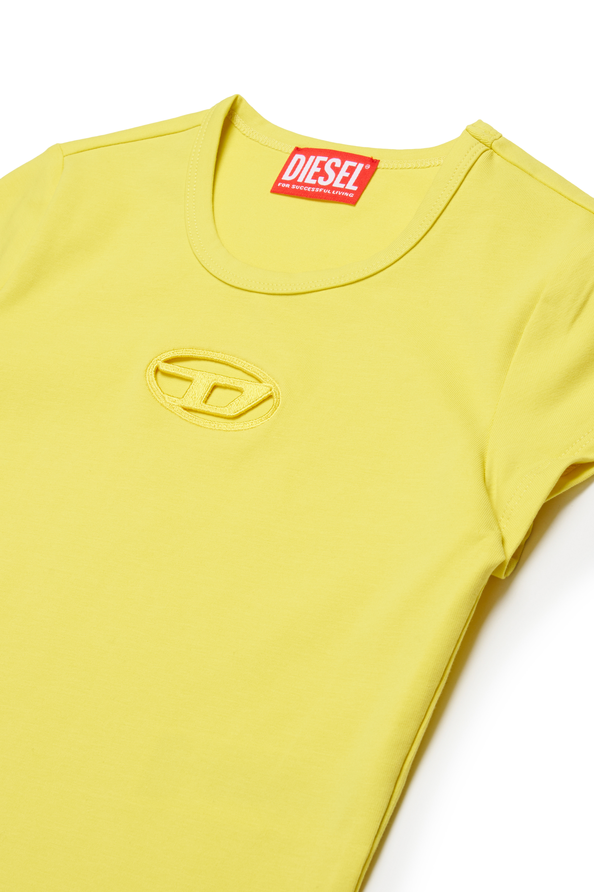 Diesel - TANGIE, T-shirt avec logo Oval D cut-out Femme in Jaune - 3
