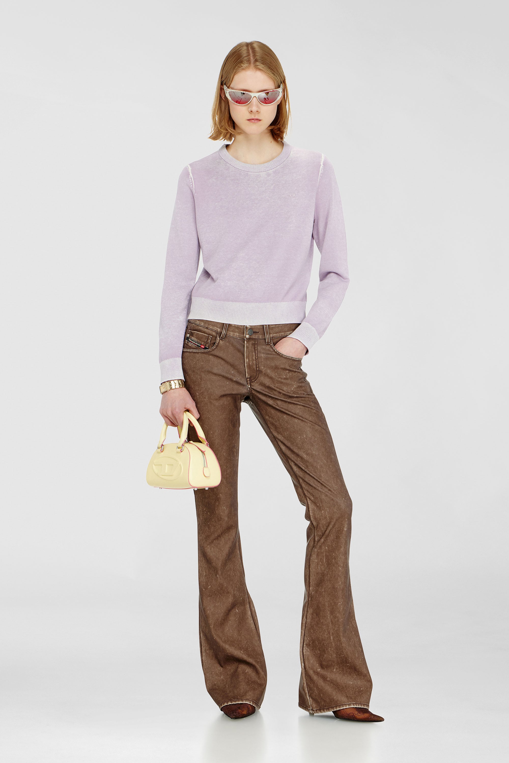 Diesel - M-LOVRE, Pull avec impression invers&eacute;e d&eacute;lav&eacute;e Femme in Violet - 2