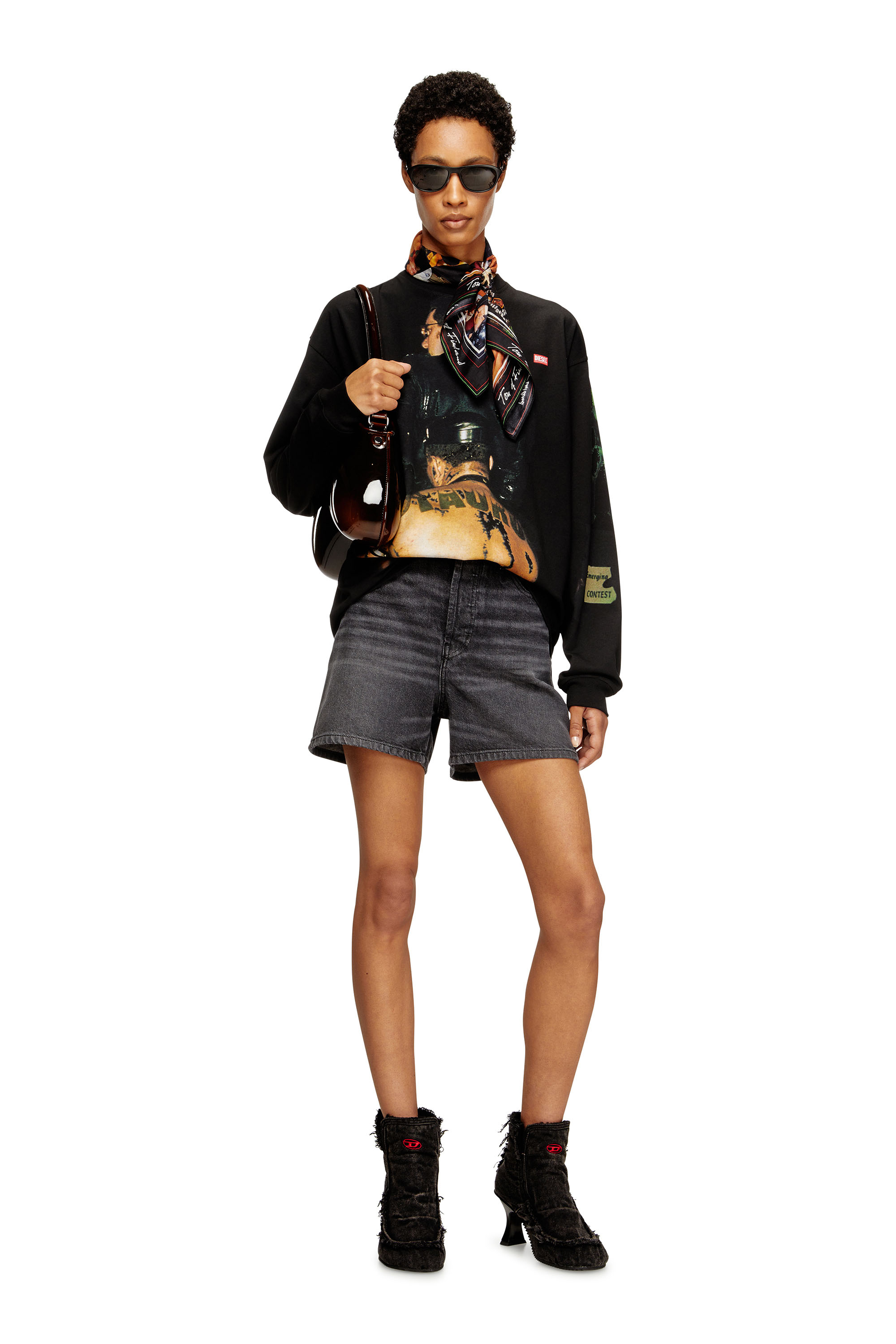 Diesel - PR-T-BOXT-LS-TOM25-1, T-shirt à manches longues avec imprimé graphique Mixte in Noir - 6