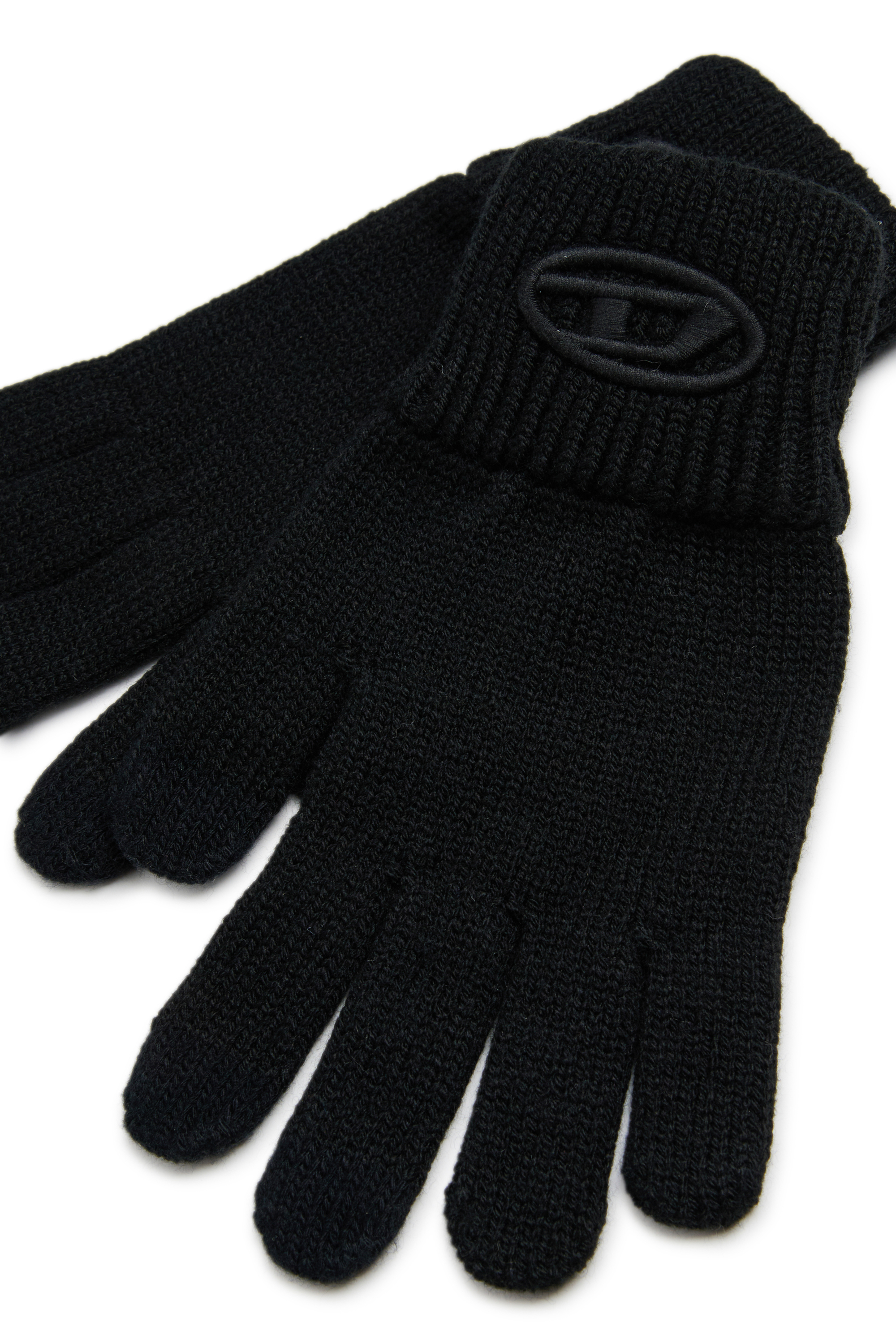 Diesel - NUTTI, Gants en laine avec logo Oval D Mixte in Noir - 2