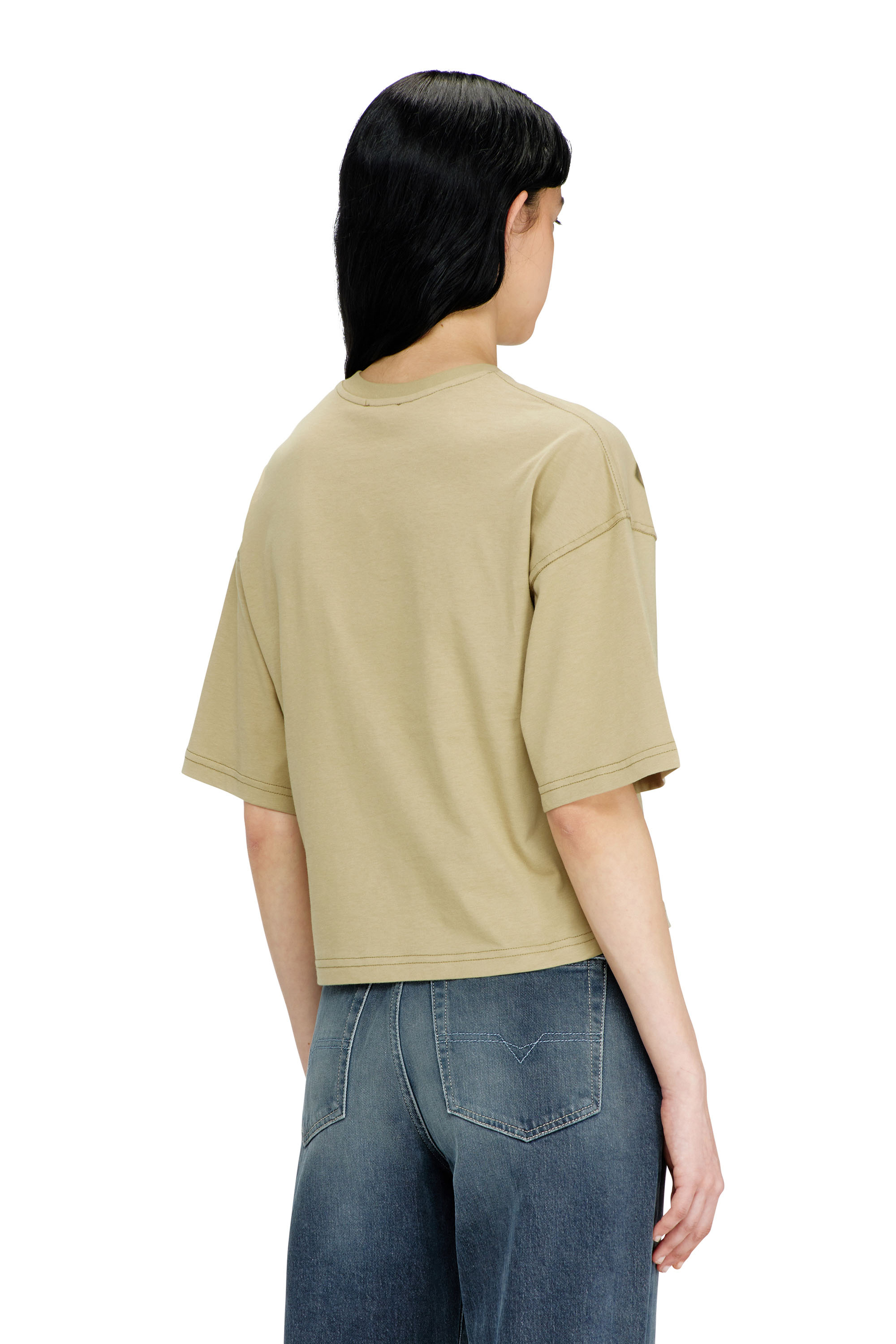 Diesel - T-CROPYN-AA1, T-shirt courte avec impression num&eacute;rique Femme in Vert - 4