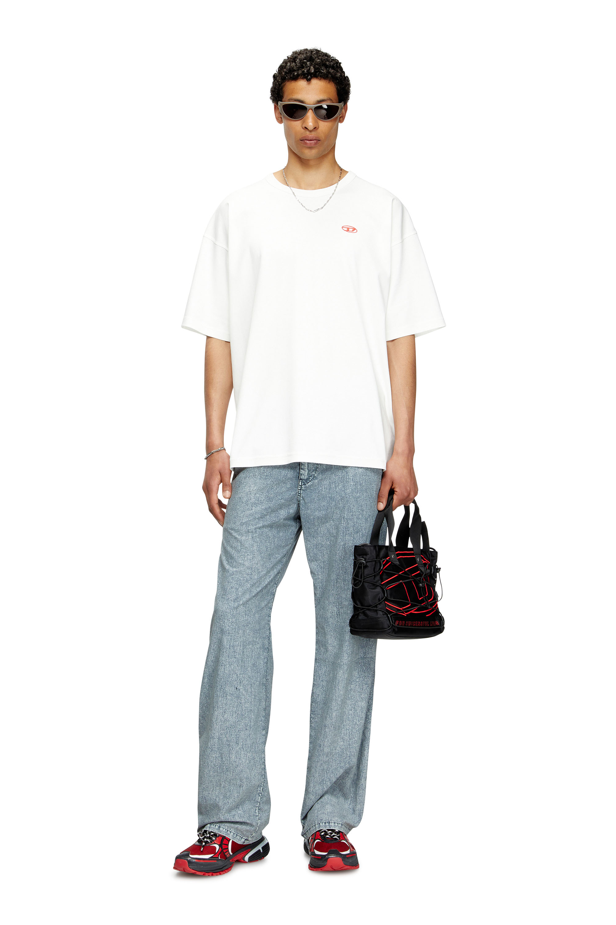 Diesel - T-BOXT-T6, Man's T-shirt with red Oval D in White - 1