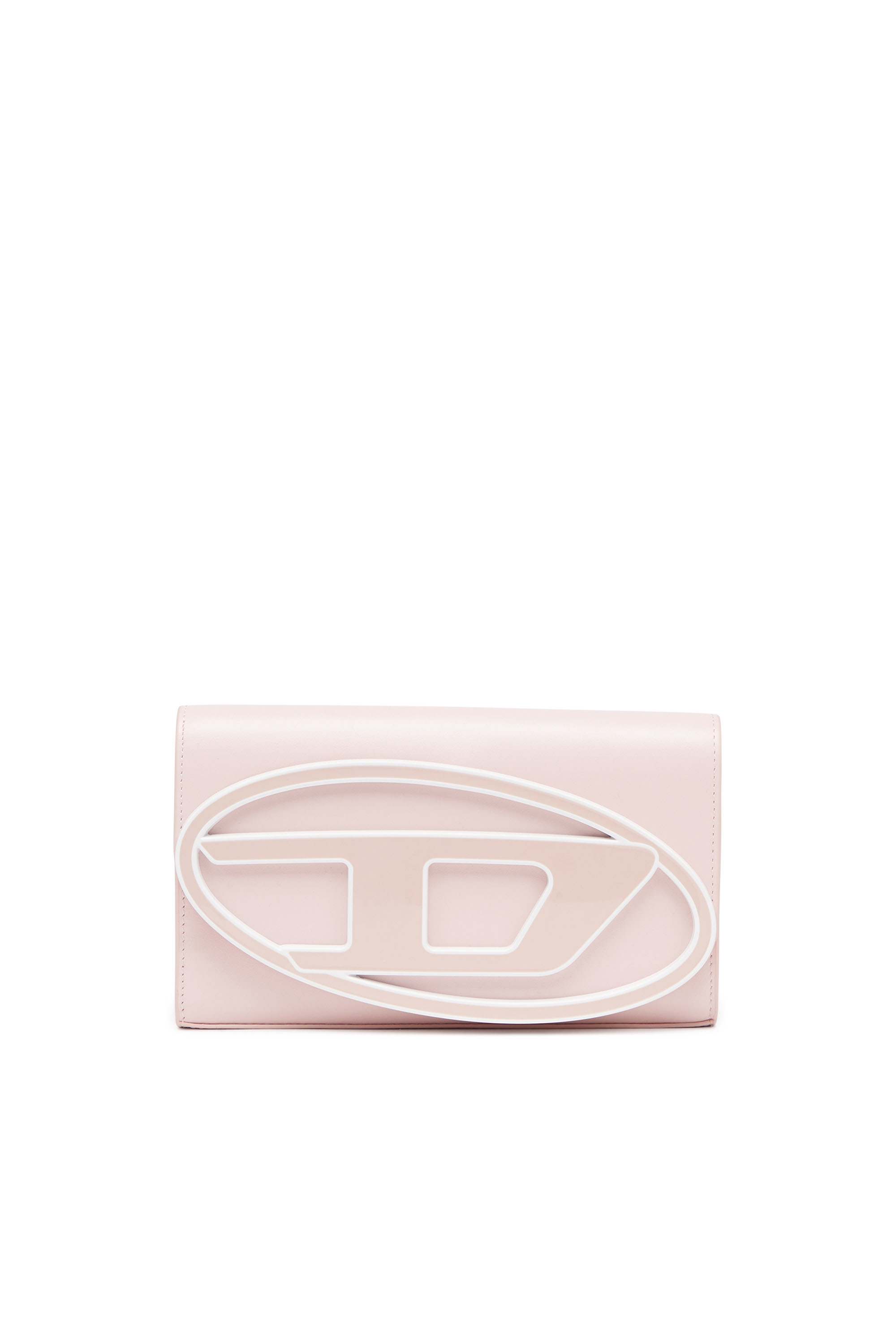 Diesel - 1DR WALLET STRAP, Femme Portefeuille porte-monnaie en cuir pastel in Rose - Image 1