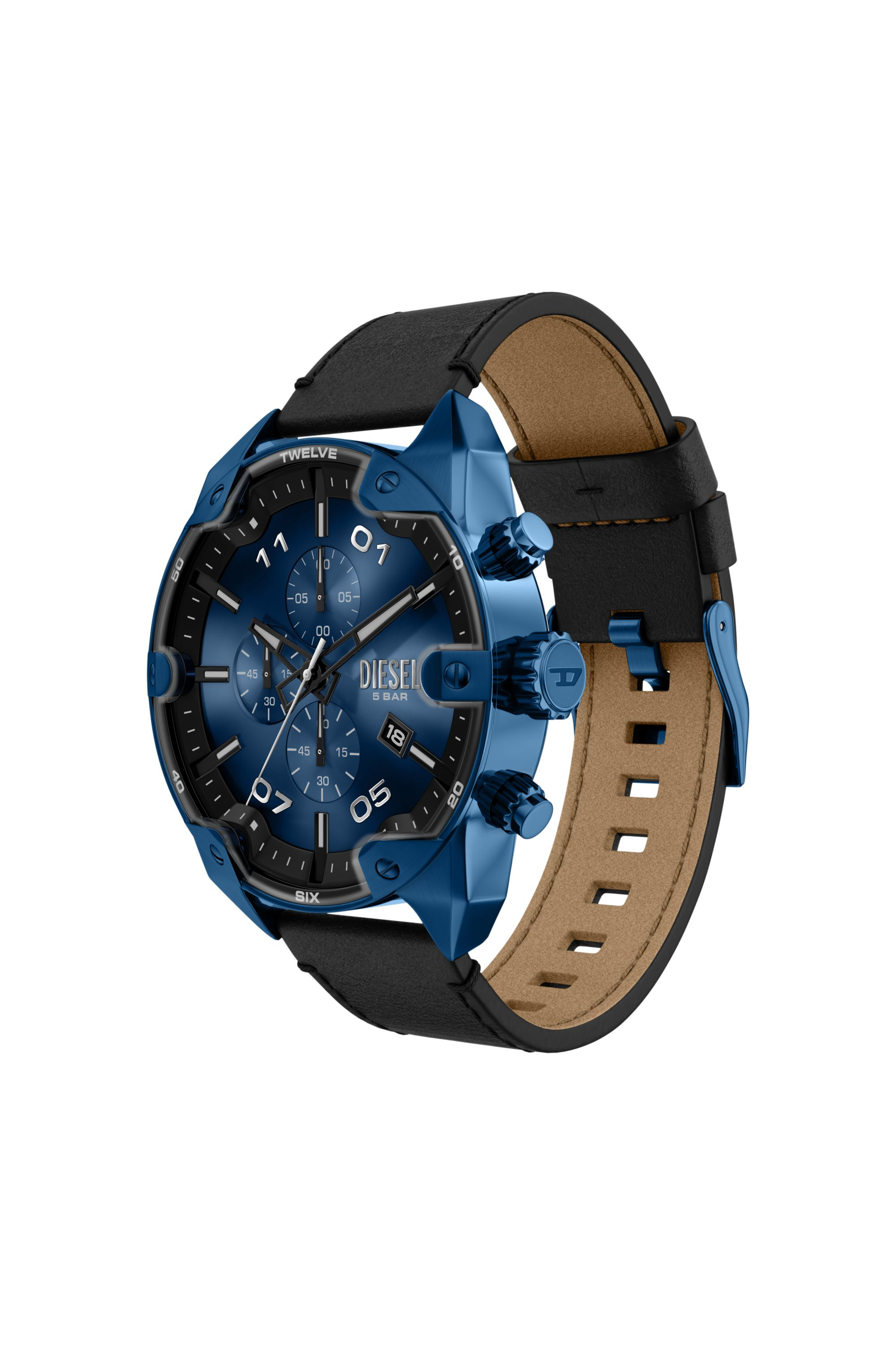 Diesel - DZ4703 WATCH, Montre Spiked noire &agrave; bracelet en cuir Homme in Polychrome - 2