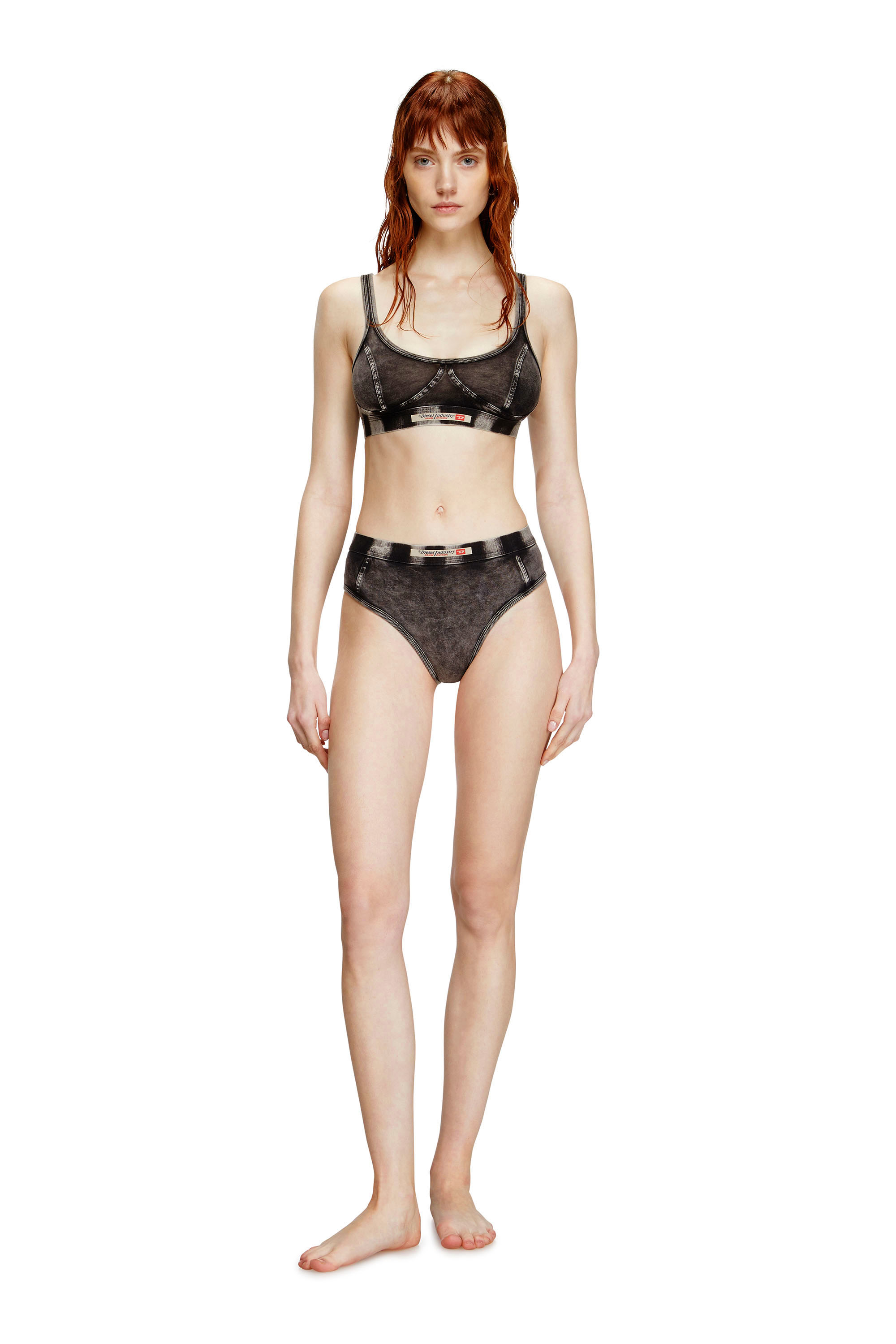 Diesel - KASSIE-DNM, Brassière en jersey effet denim Femme in Noir - 2