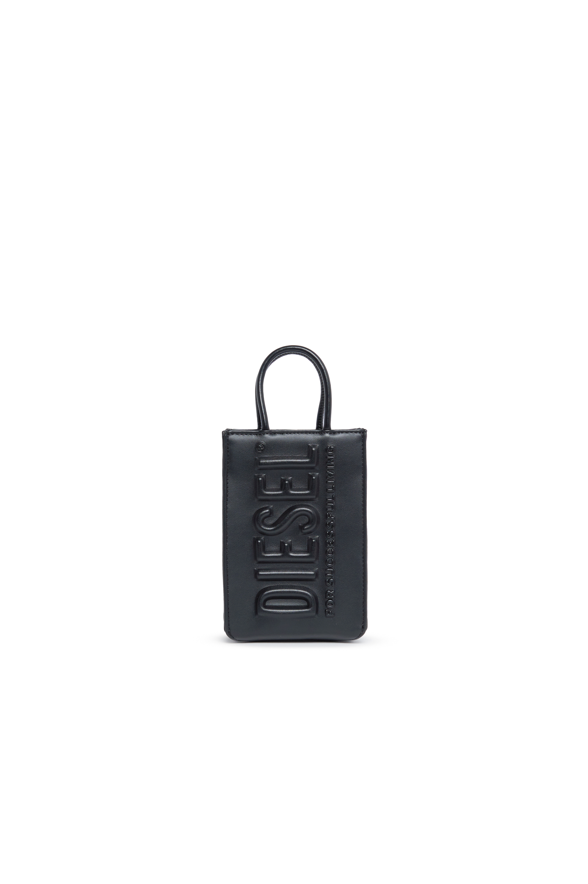Diesel - DSL 3D SHOPPER MINI, Mini sac tote avec logo emboss&eacute; Femme in Noir - 1