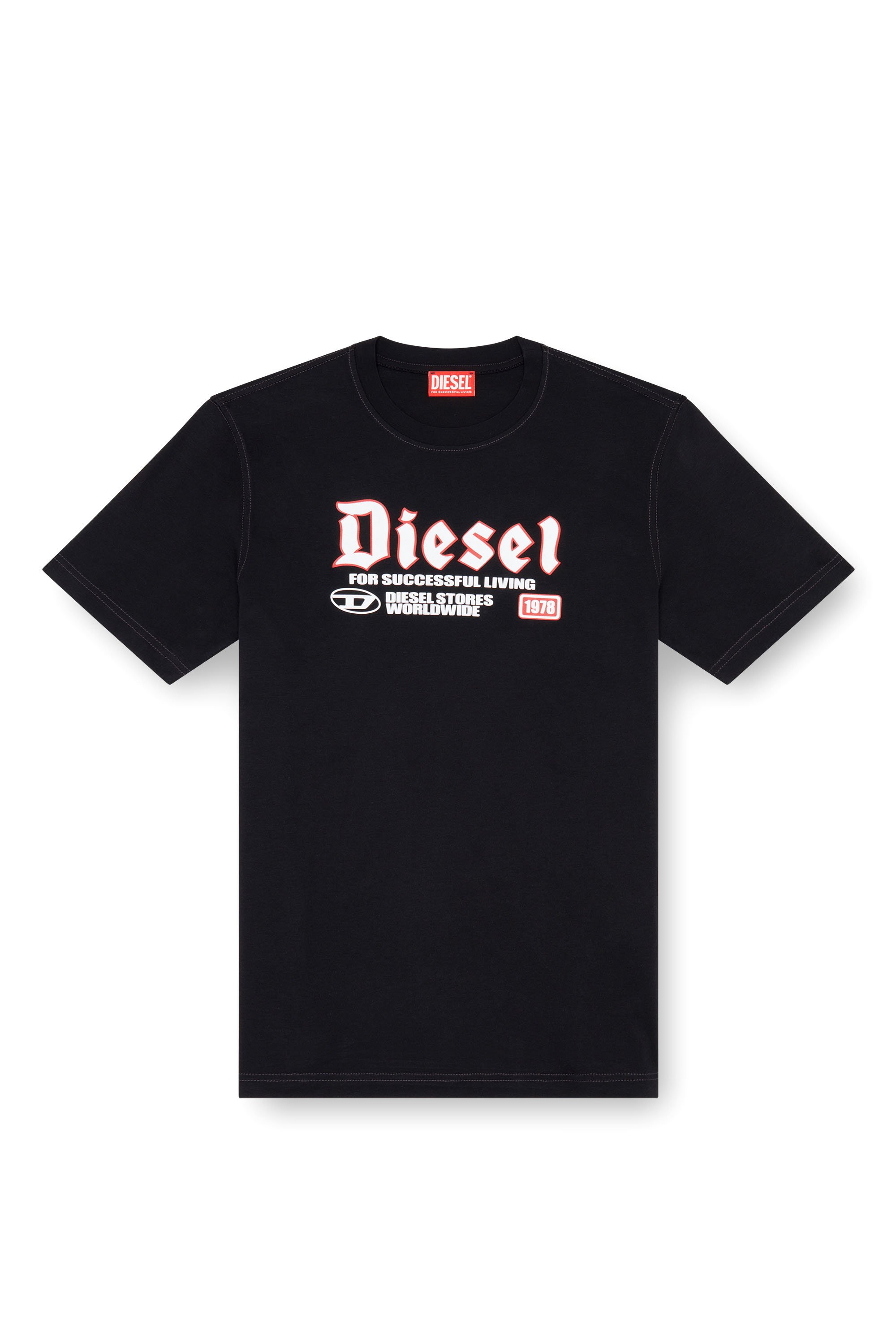 Diesel - T-ADJUST-K1, T-shirt avec imprimé Diesel floqué Homme in Noir - 3