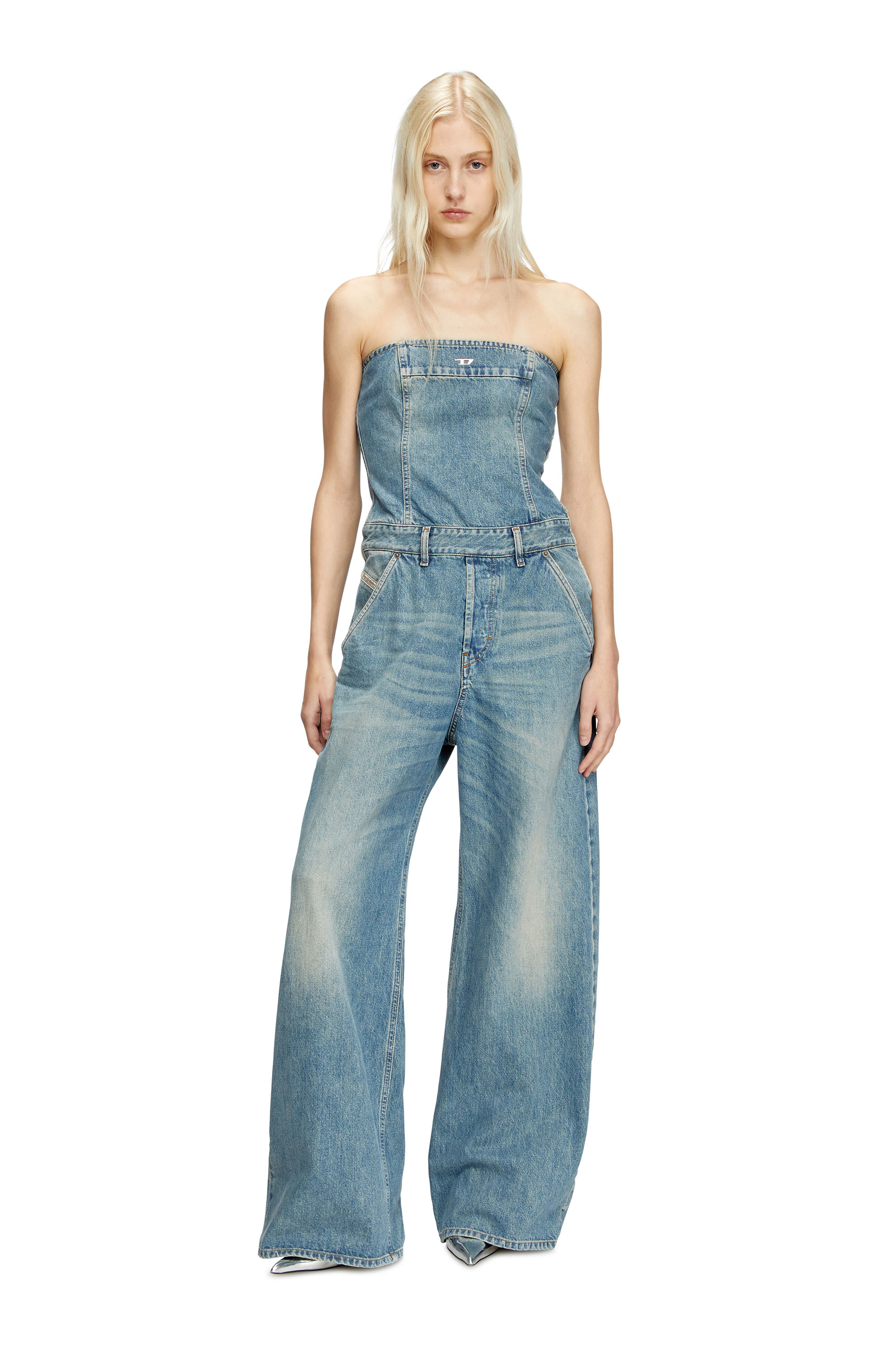 Diesel - DE-BRIDE, Combinaison sans bretelles en denim Femme in Bleu - 1