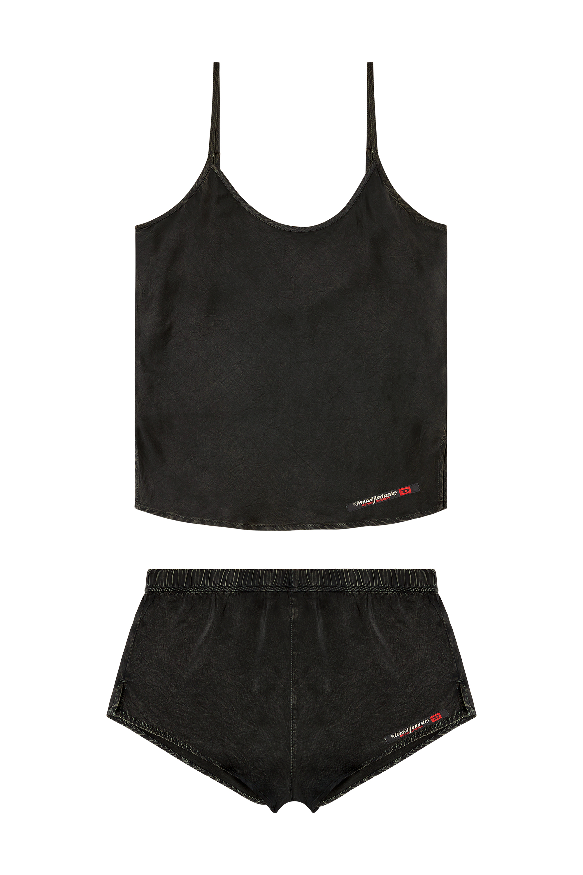 Diesel - SET-IVONE-DNM, Pyjama fluide avec effet denim Femme in Noir - 1