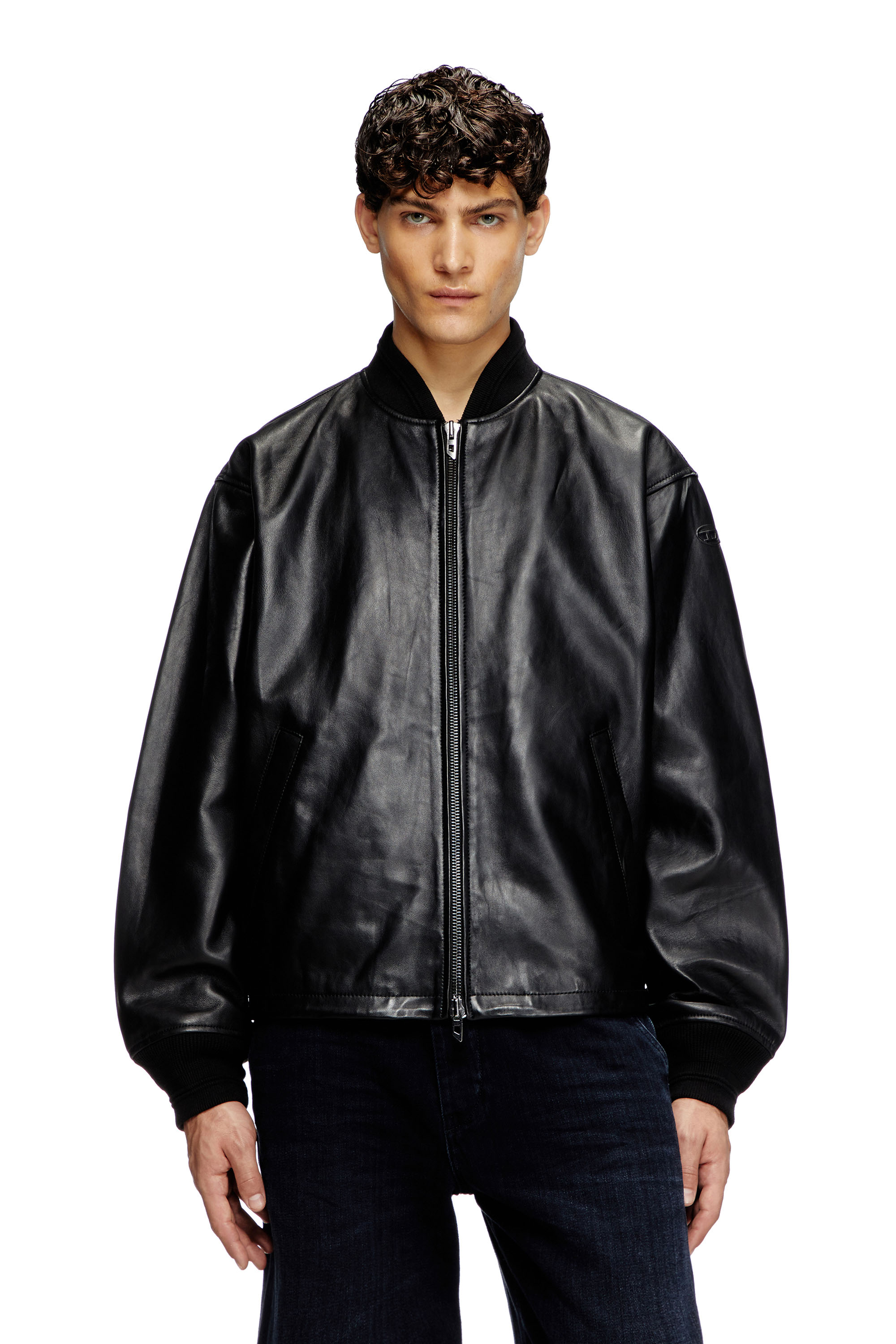 Diesel - L-KHAT, Veste bomber en cuir ciré Homme in Noir - 3