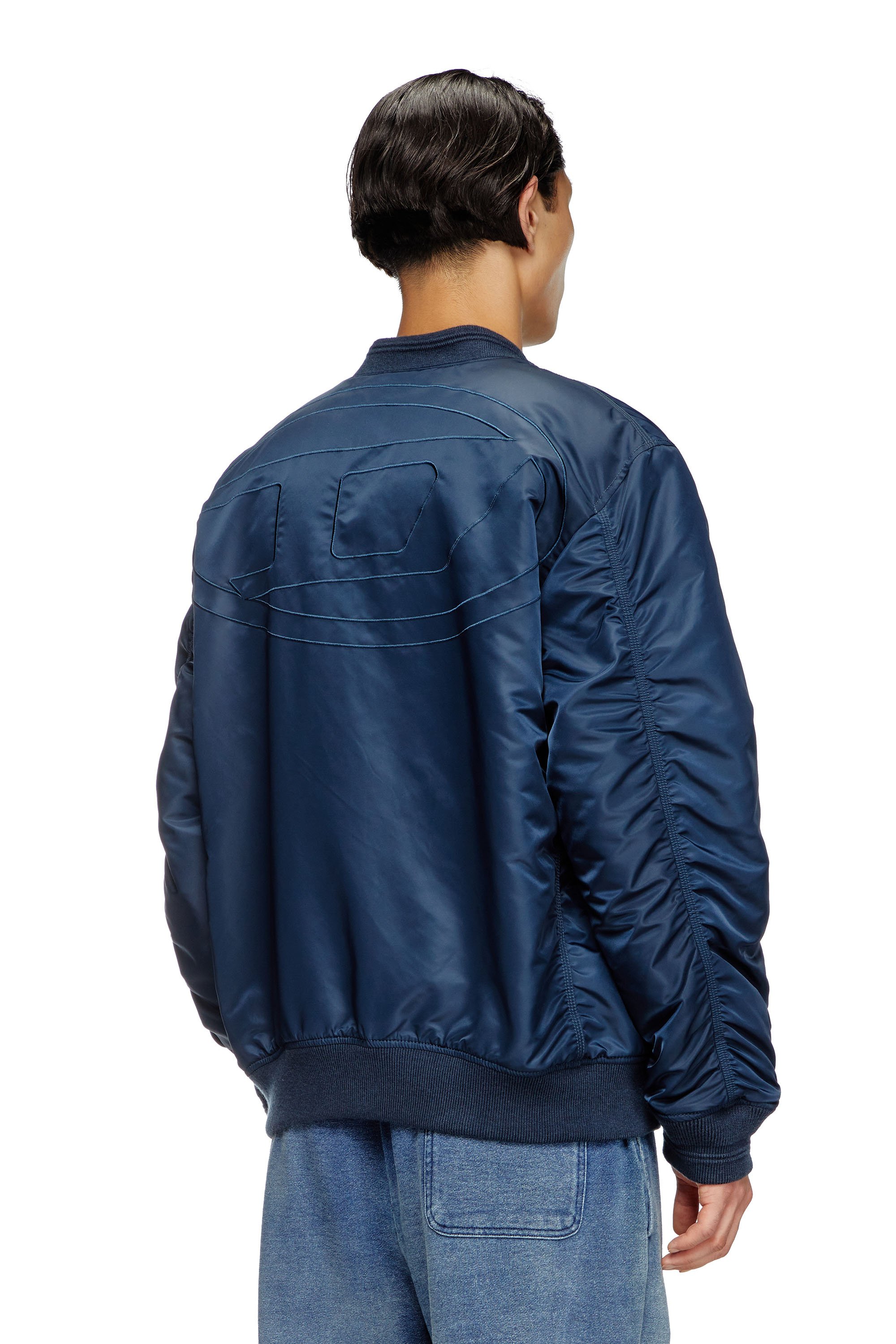 Diesel - J-HELD, Veste bomber en nylon rembourré avec Oval D Homme in Bleu - 4