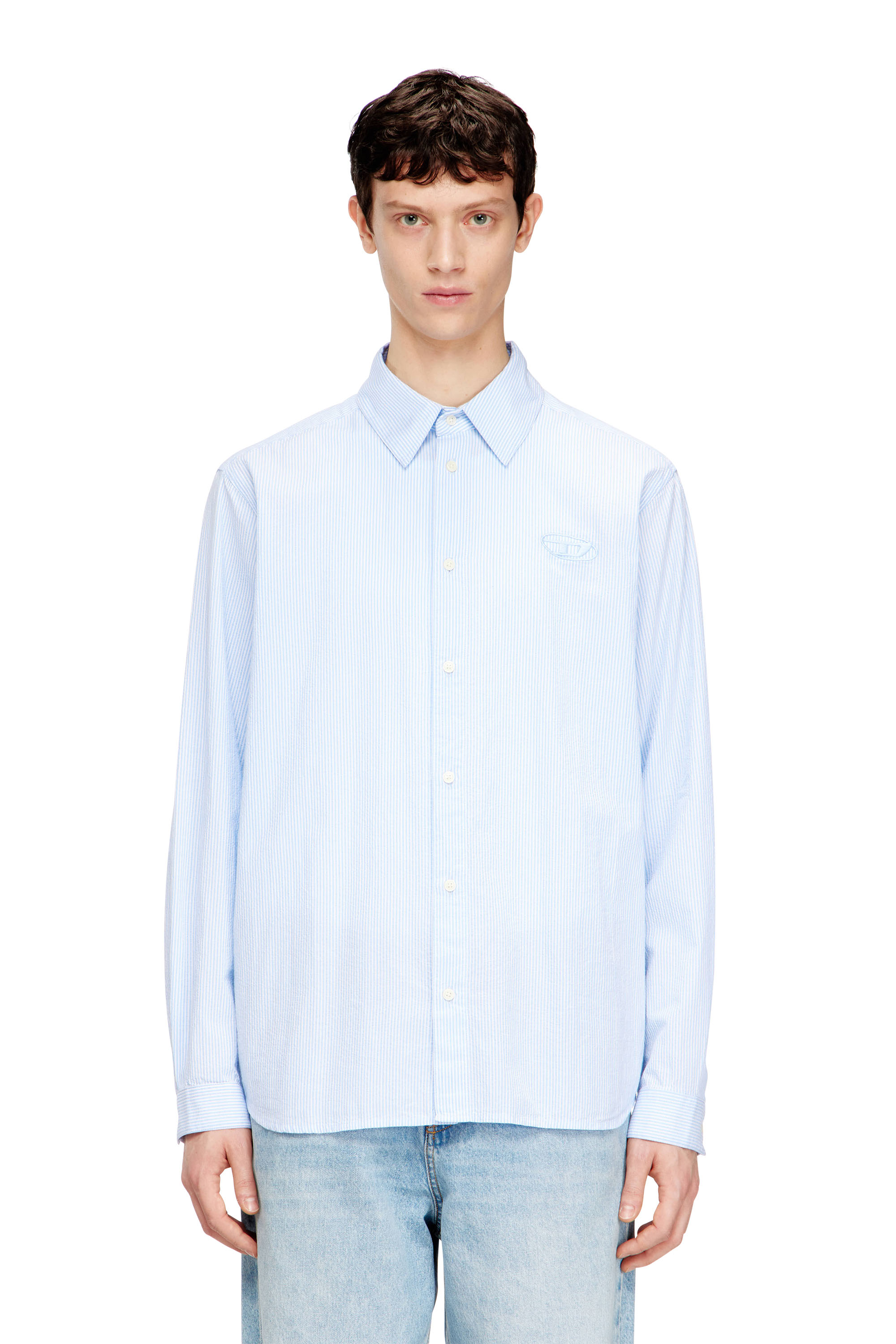 Diesel - S-SIMPLY-BKBZ, Chemise ray&eacute;e en coton froiss&eacute; Homme in Polychrome - 3