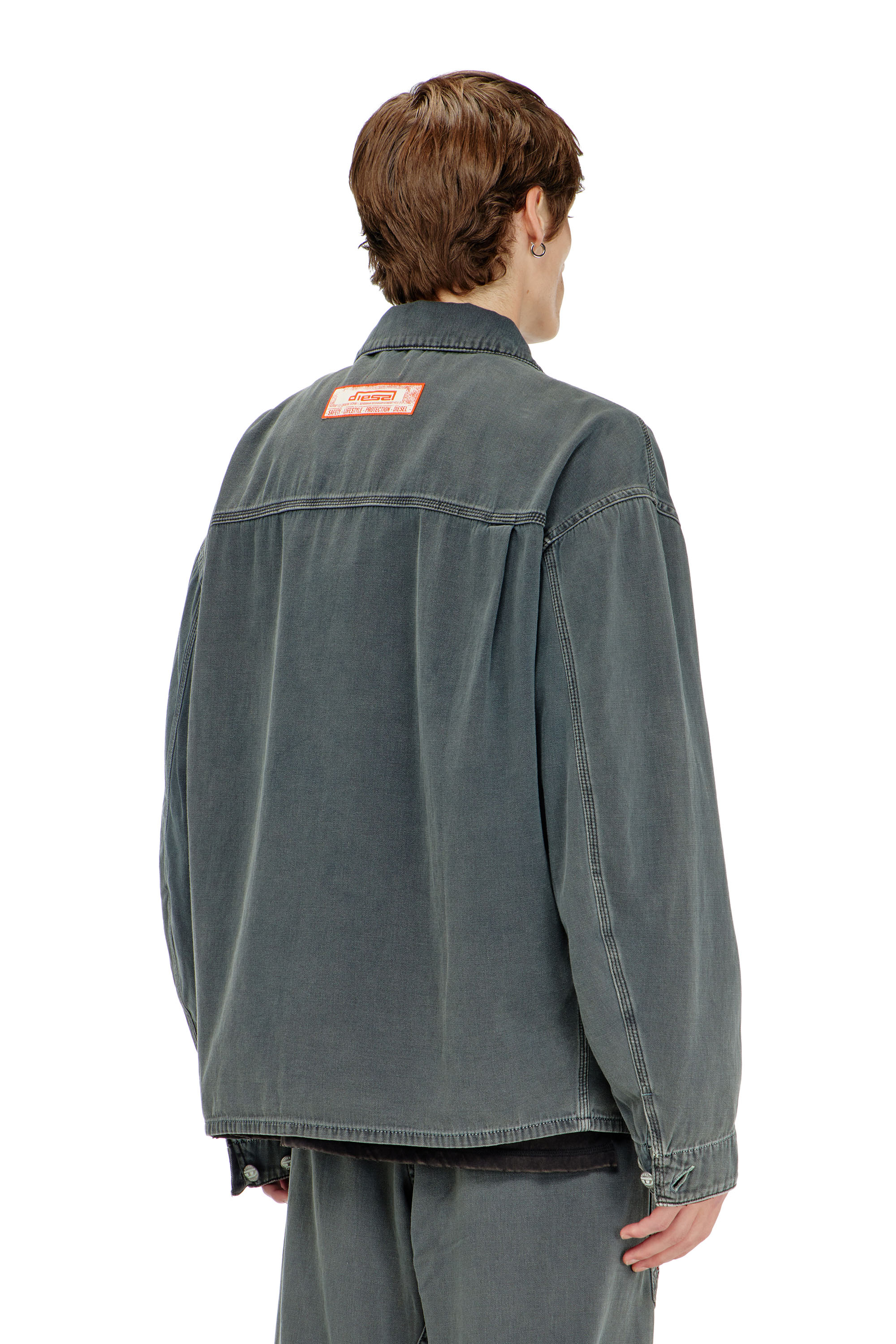 Diesel - D-STACK-U, Veste style utility en denim color&eacute; Mixte in Gris - 4
