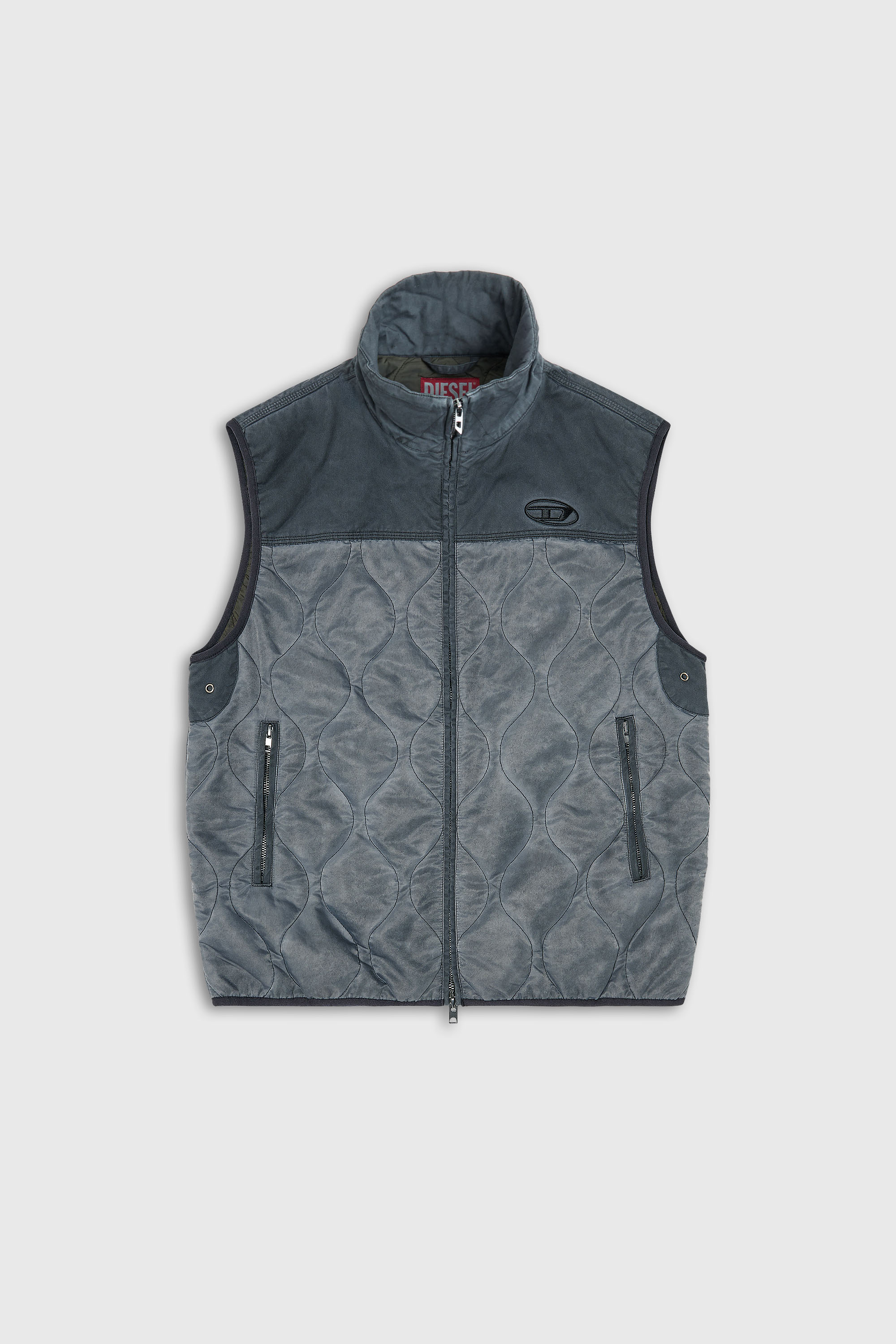 Diesel - J-ALVAR, Gilet matelass&eacute; avec col doubl&eacute; doux Homme in Gris - 2