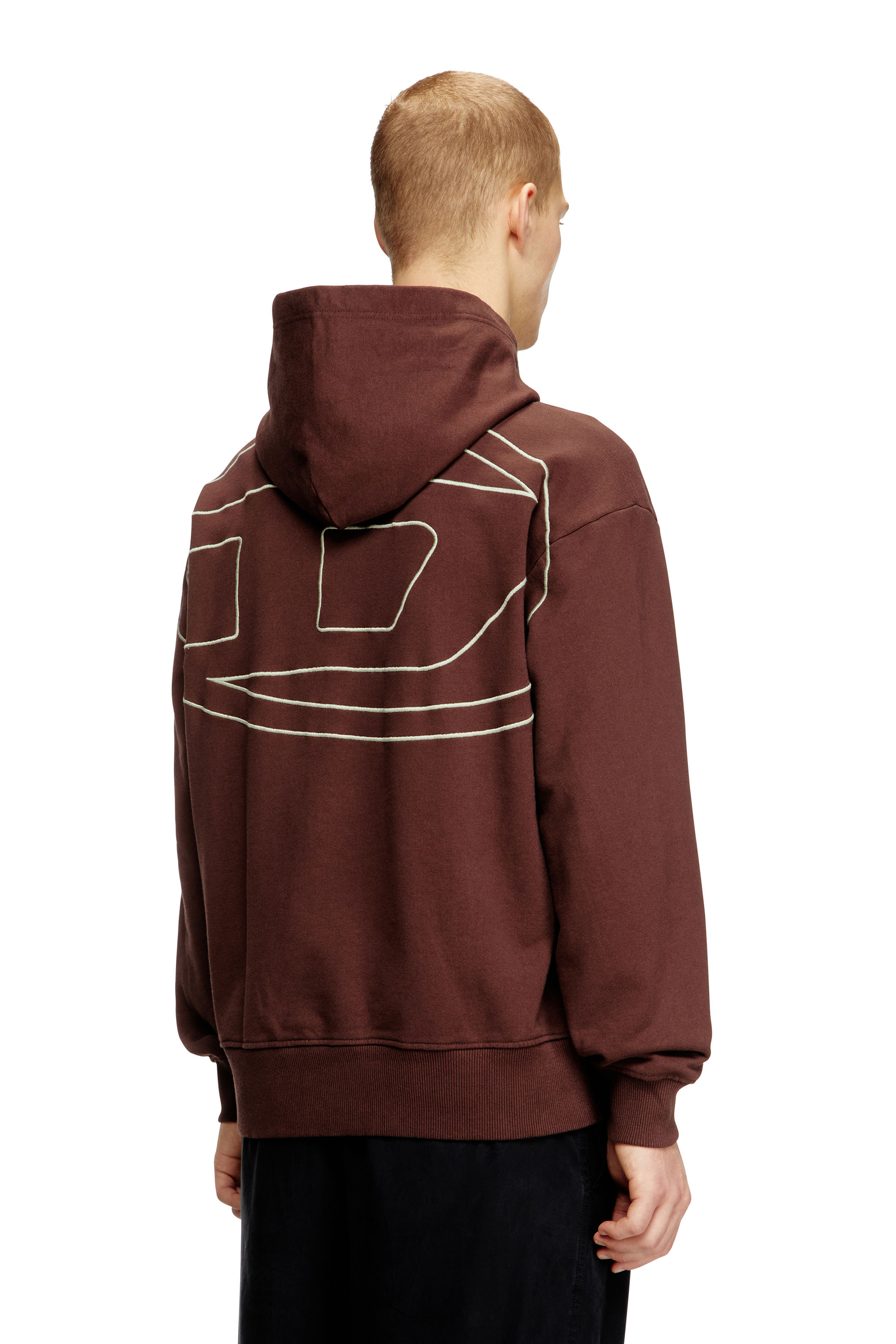Diesel - S-MACS-HOOD-MEGOVAL-D, Sweat-shirt à capuche avec logo brodé Homme in Marron - 3