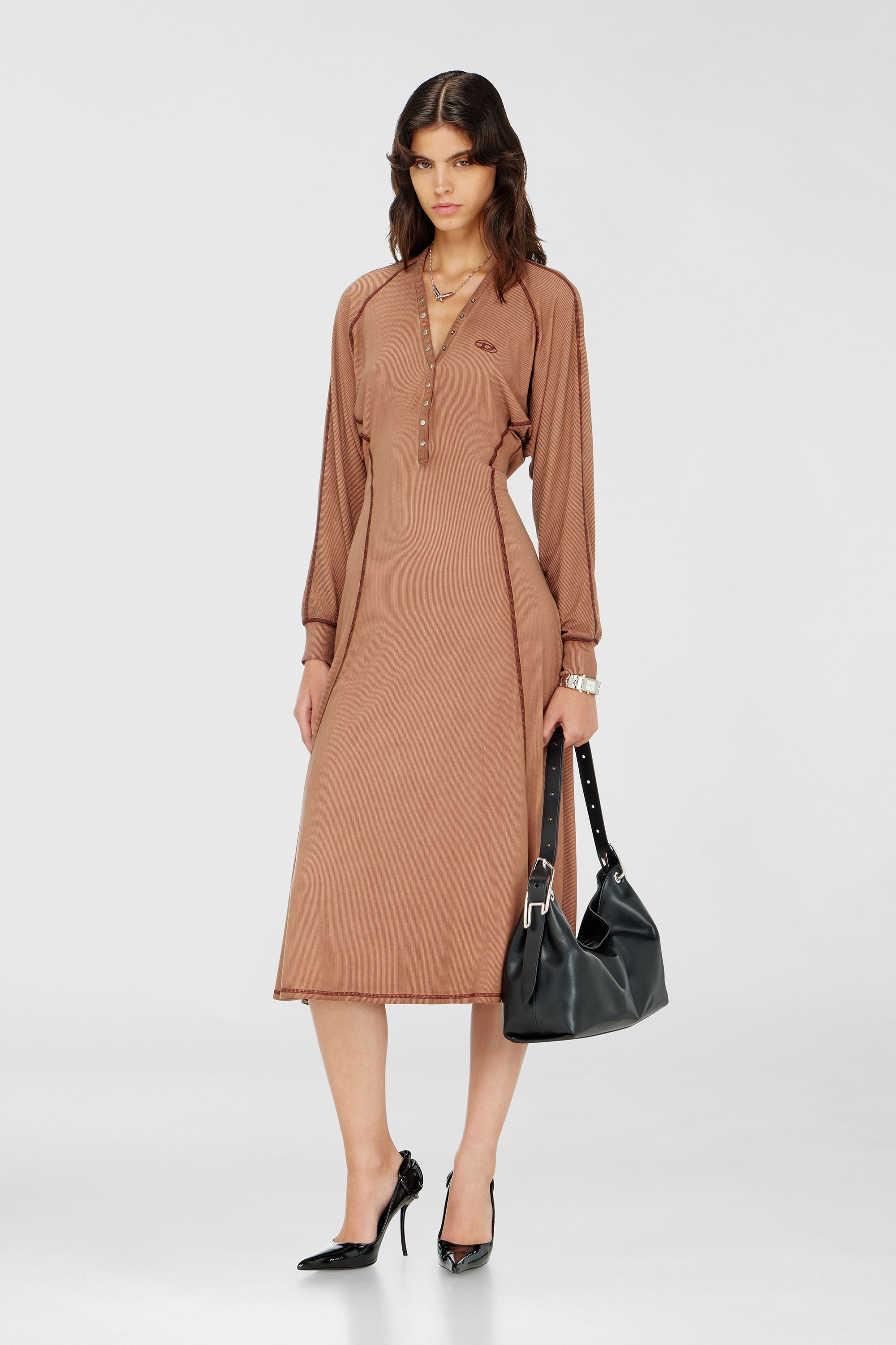 Robe midi en jersey c&ocirc;tel&eacute; &agrave; manches chauve-souris