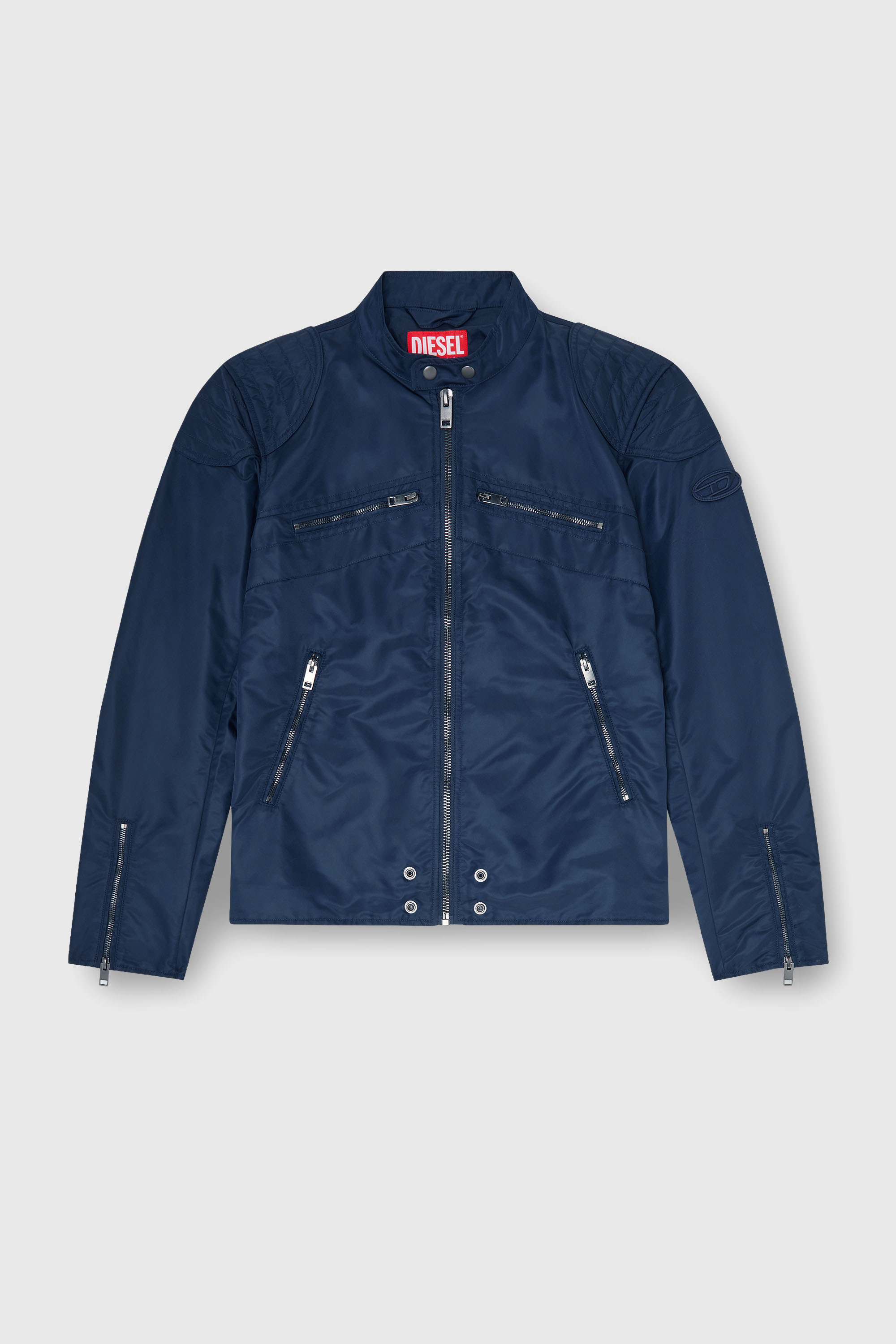 Diesel - J-GLORY-T92, Veste en nylon avec &eacute;paules matelass&eacute;es et poches zipp&eacute;es Homme in Bleu - 2