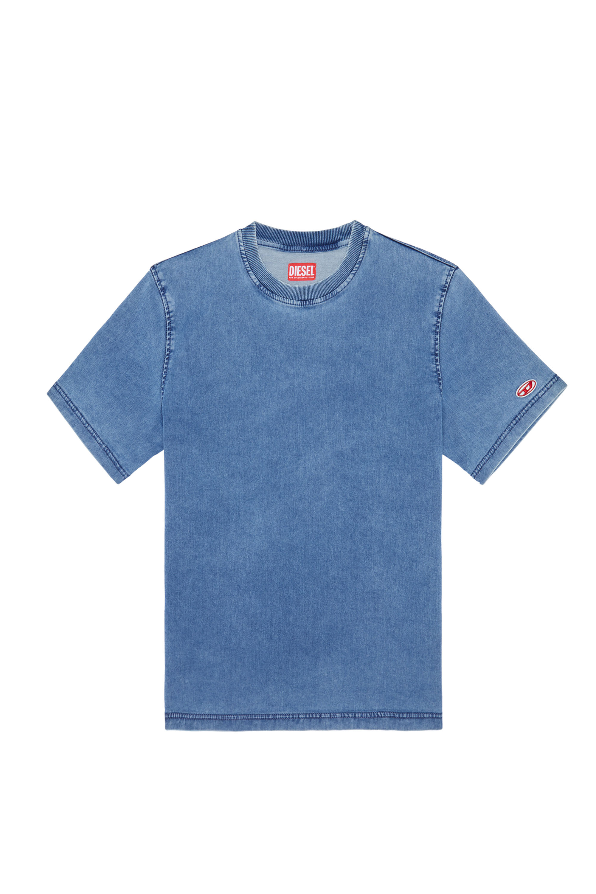 Diesel - D-BIGGOR TRACK DENIM T-SHIRT, Light Blue - Image 3