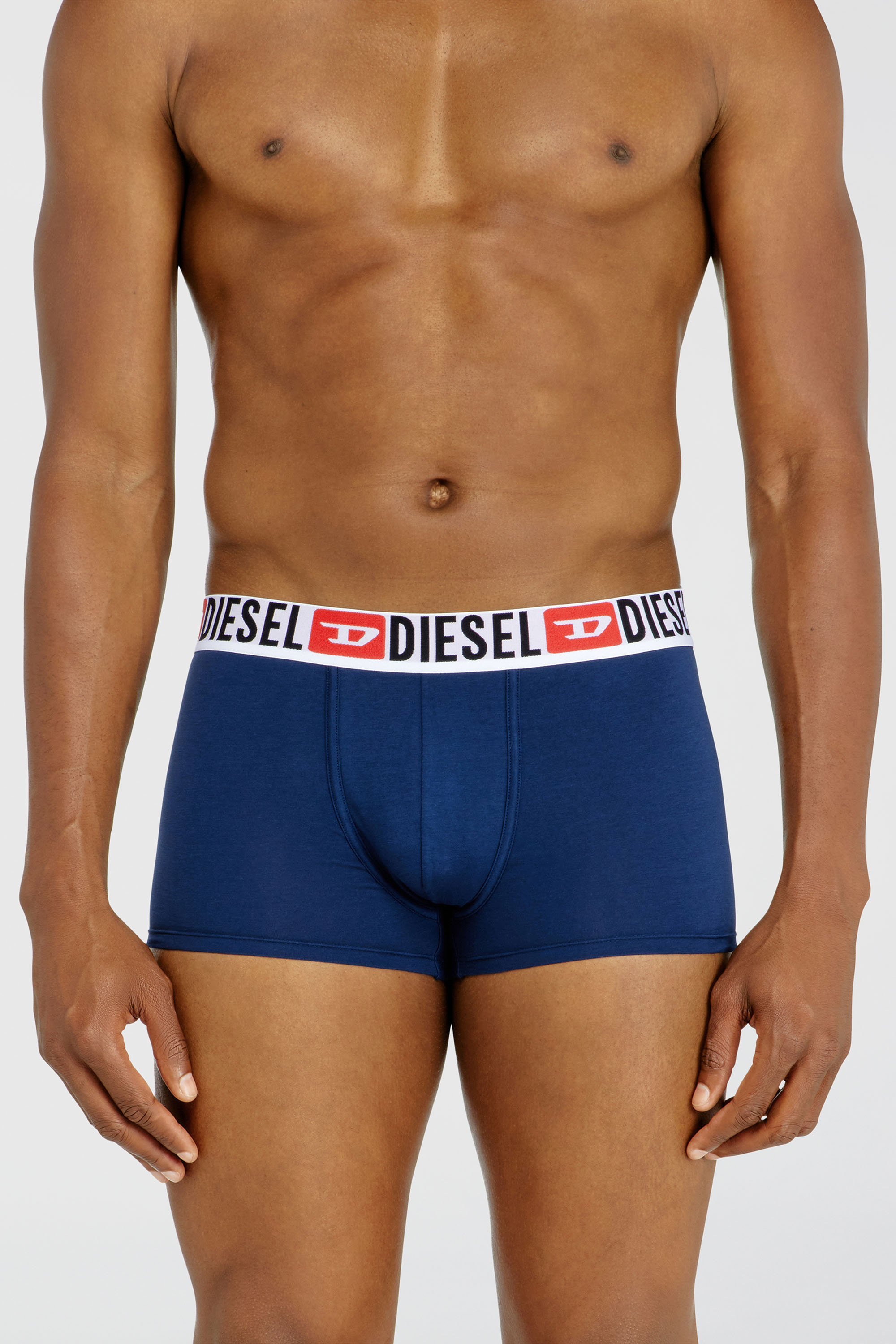 Diesel - UMBX-DAMIENTHREEPACK, Man's Three-pack of all-over logo waist boxers in Blue/Black - 3