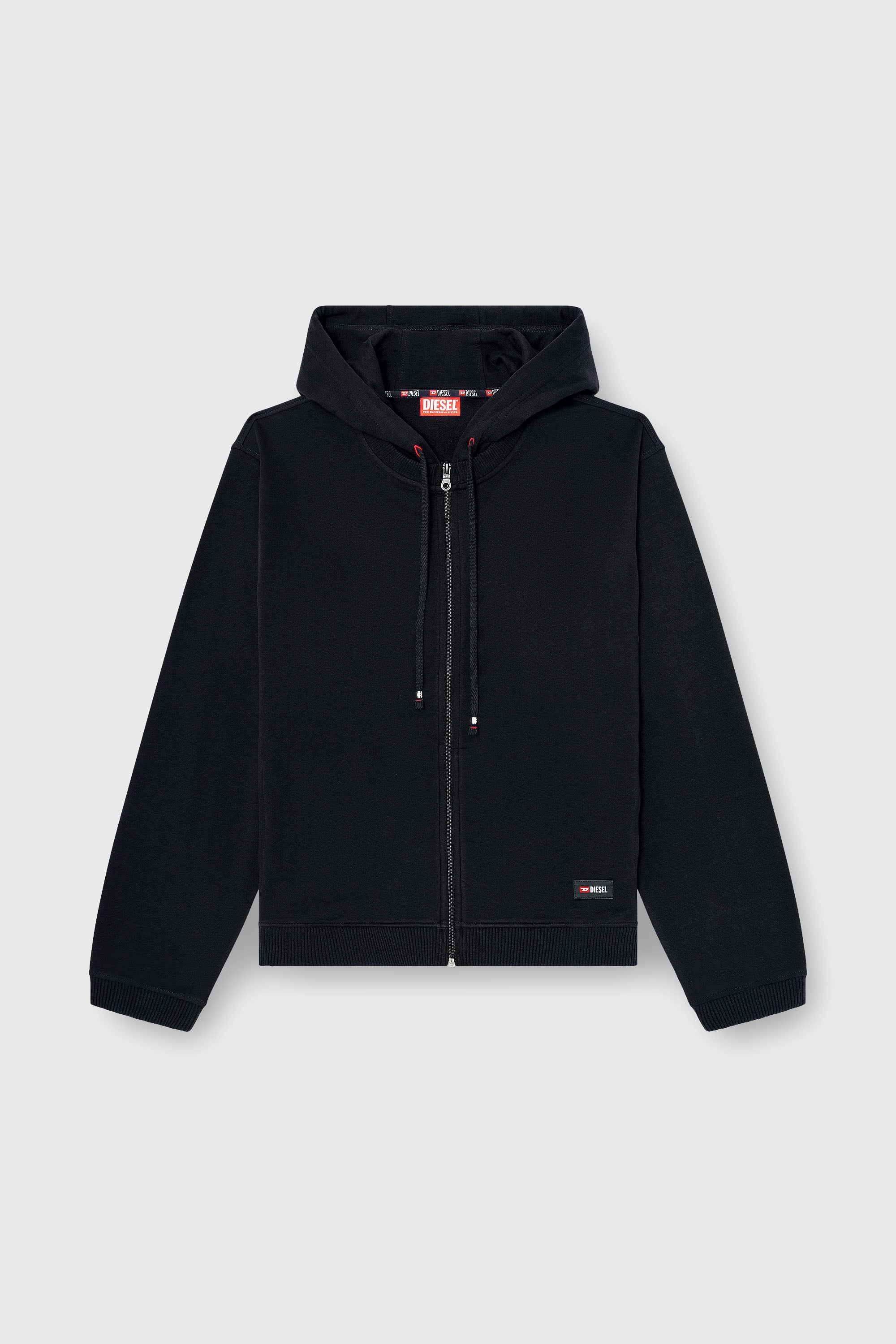 Diesel - JOY-D-CORE, Sweat &agrave; capuche en m&eacute;lange de coton gratt&eacute; Homme in Noir - 2