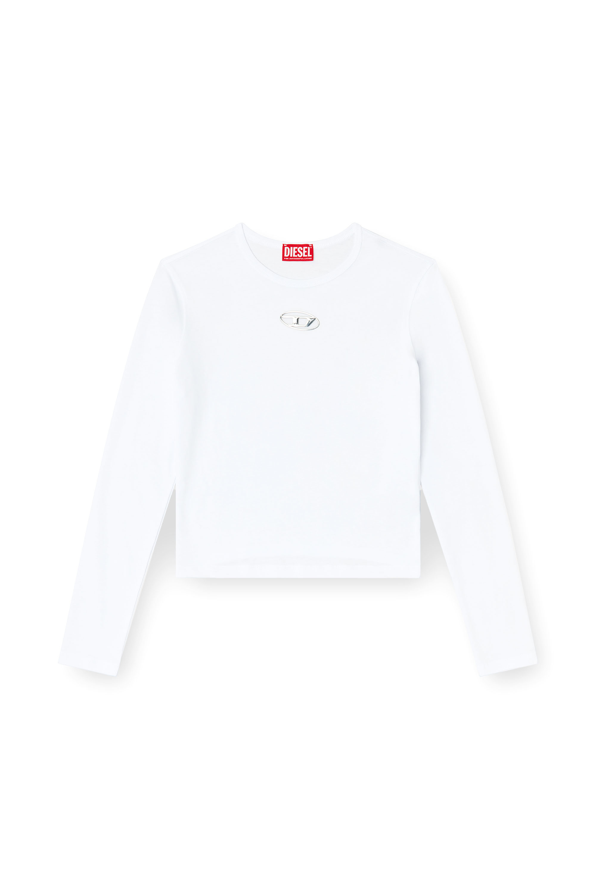 Diesel - T-UNCUTIE-LONG-LS-OD, Haut à manches longues avec cut-out Oval D Femme in Blanc - 3
