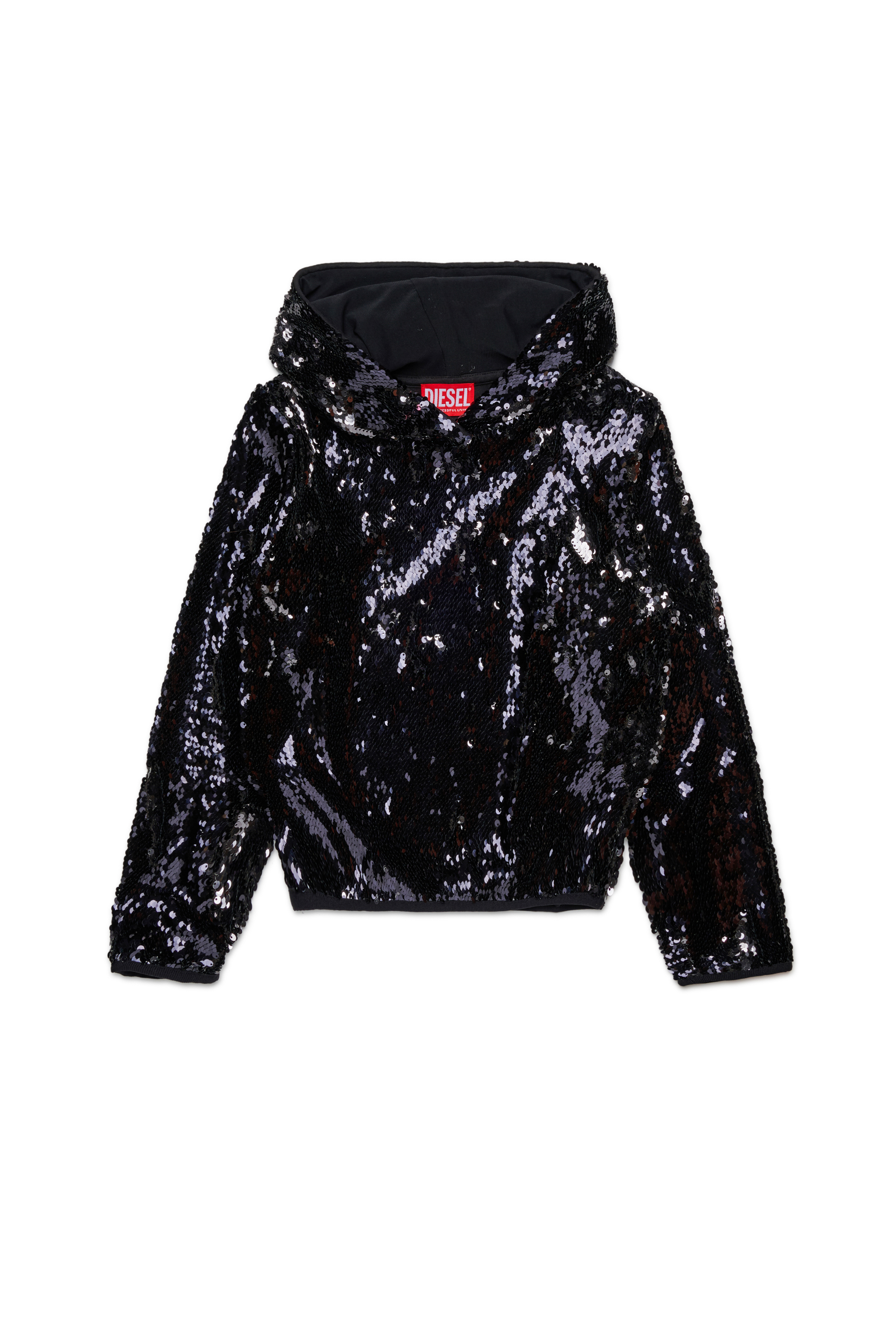 Diesel - SEQUINSHOOD, Sweat à capuche avec paillettes Femme in Noir - 1