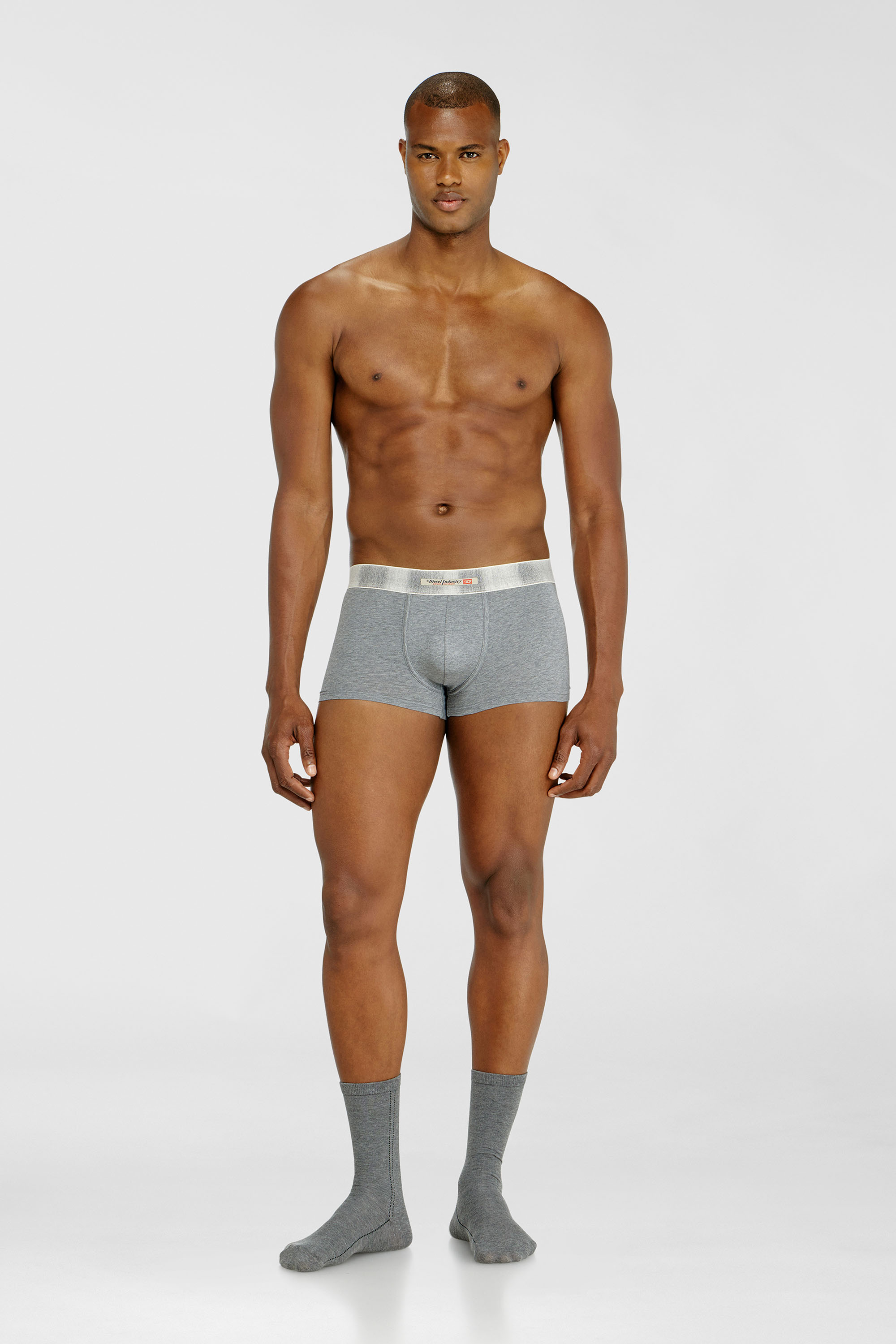 Diesel - DAMIEN-DNM-3PACK, Man's Three-pack of stretch cotton boxer briefs with satin waistband in Multicolor/Grey - 1