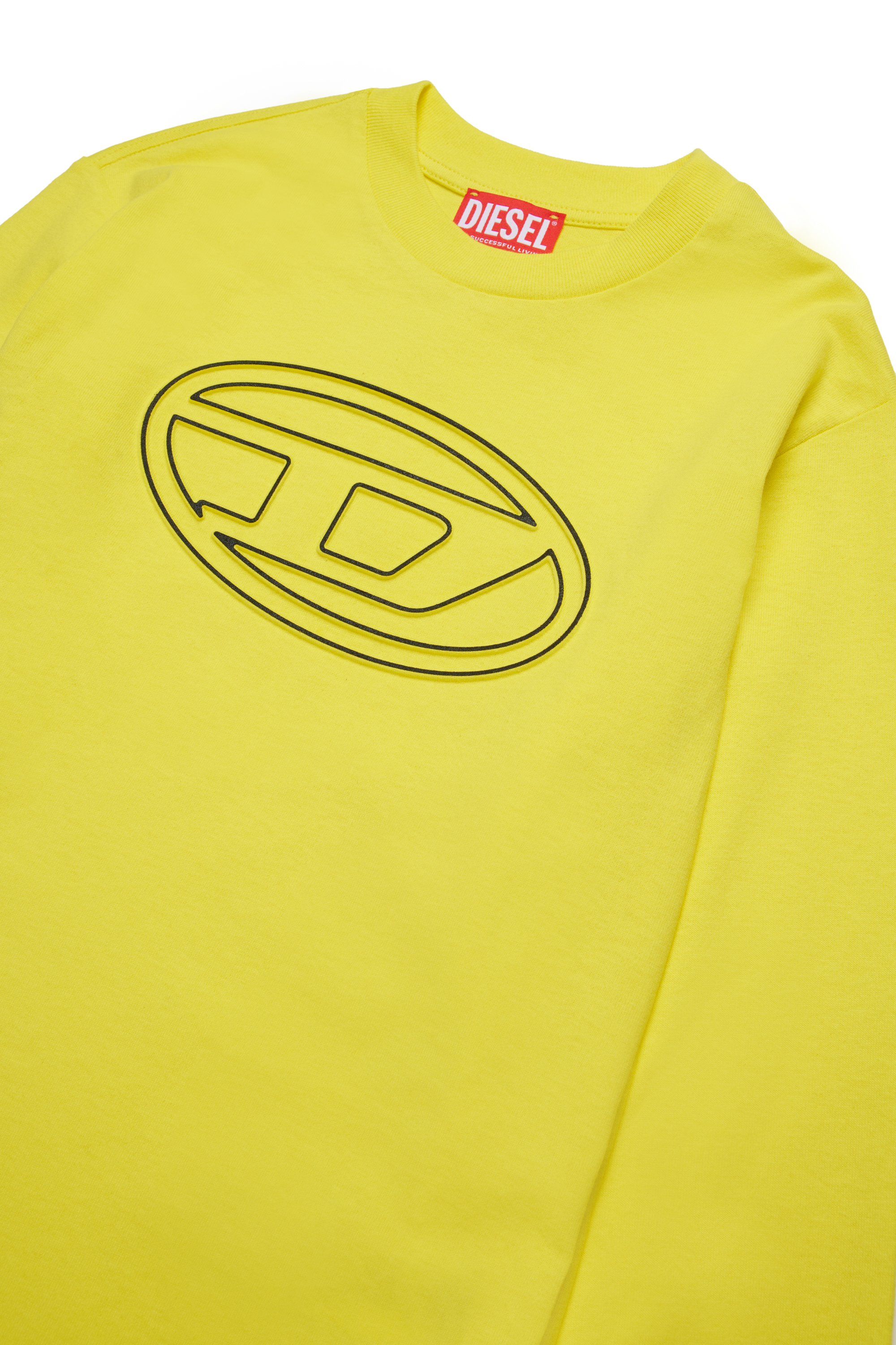 Diesel - TJUSTBIGOVALS OVER, T-shirt à manches longues avec maxi logo Oval D Homme in Jaune - 3