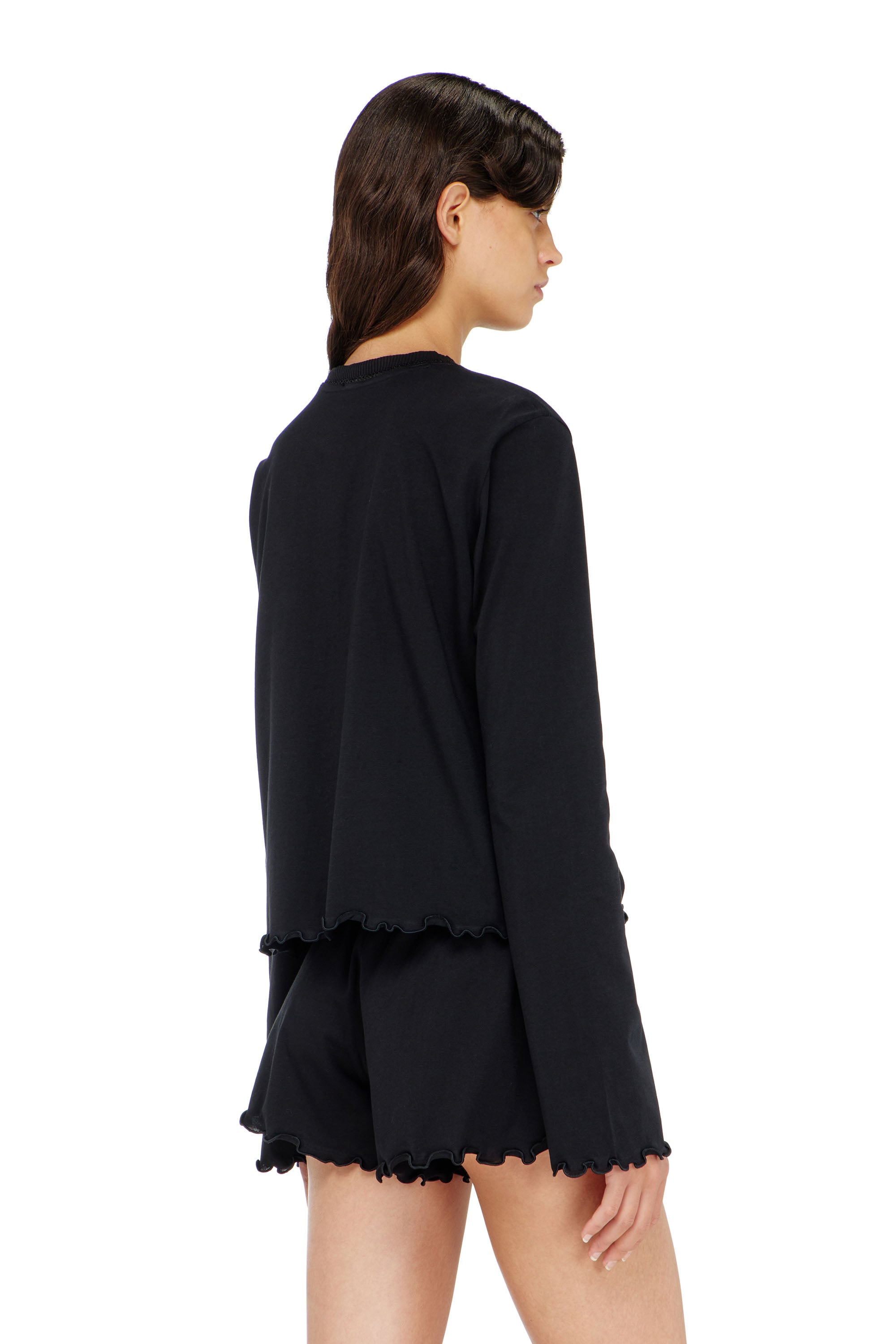 Diesel - SET-LORELAI-D-CORE, Ensemble pyjama en coton avec d&eacute;tail fleuri Femme in Noir - 3